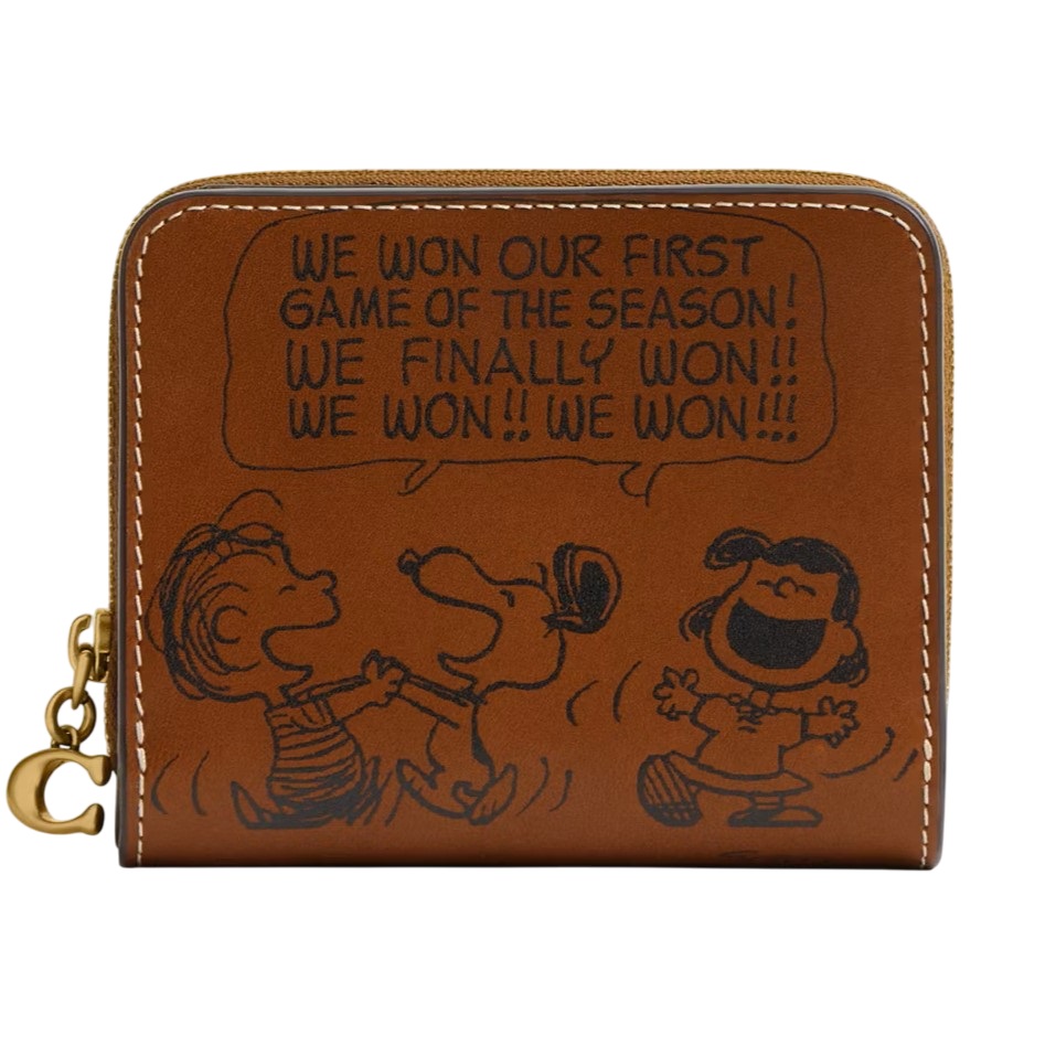 Ví Coach Peanuts Newspaper Print Billfold Wallet Hazelnut CBG43 4