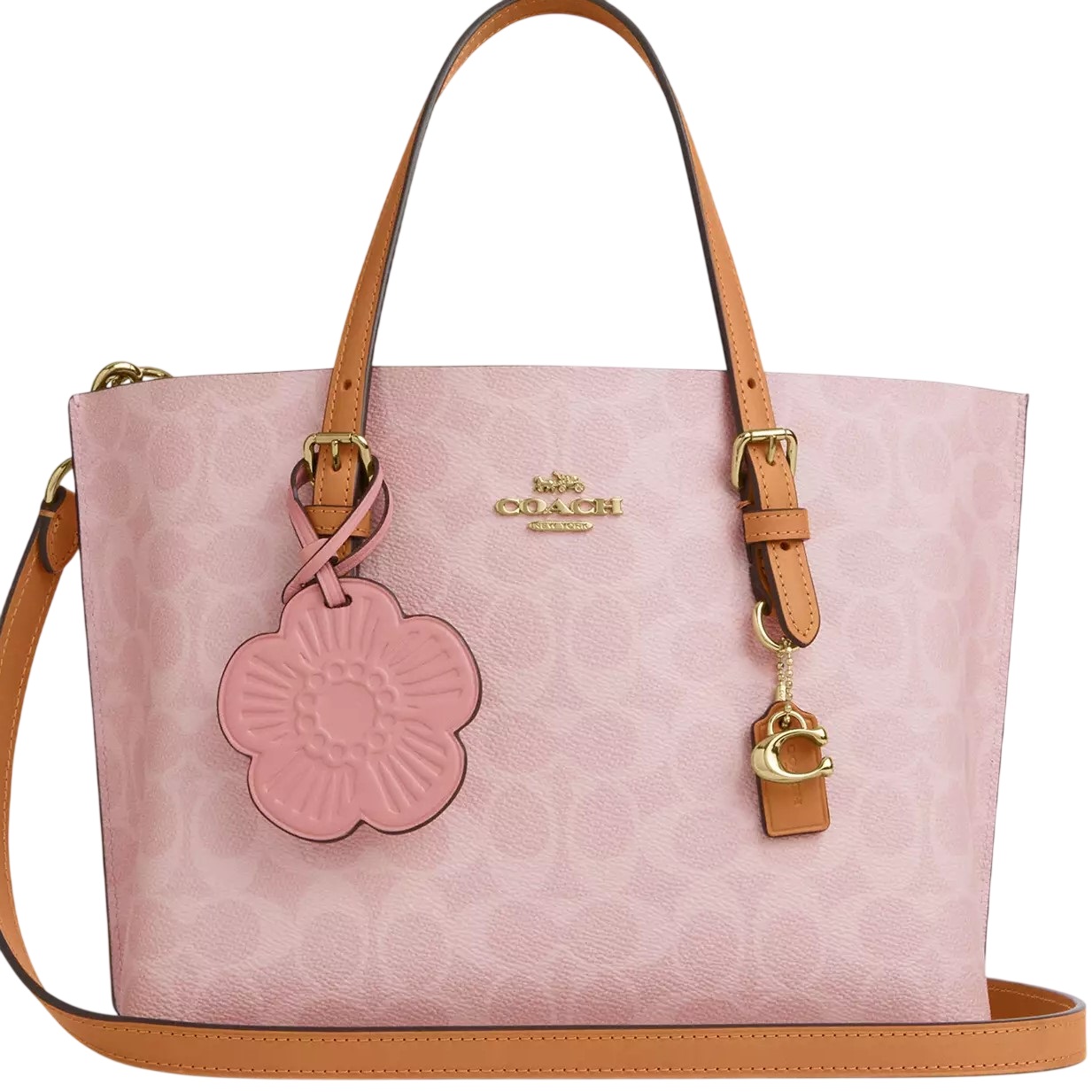 Túi Coach Mollie Tote Bag 25 In Signature Canvas With Charms Powder Pink CER24 5