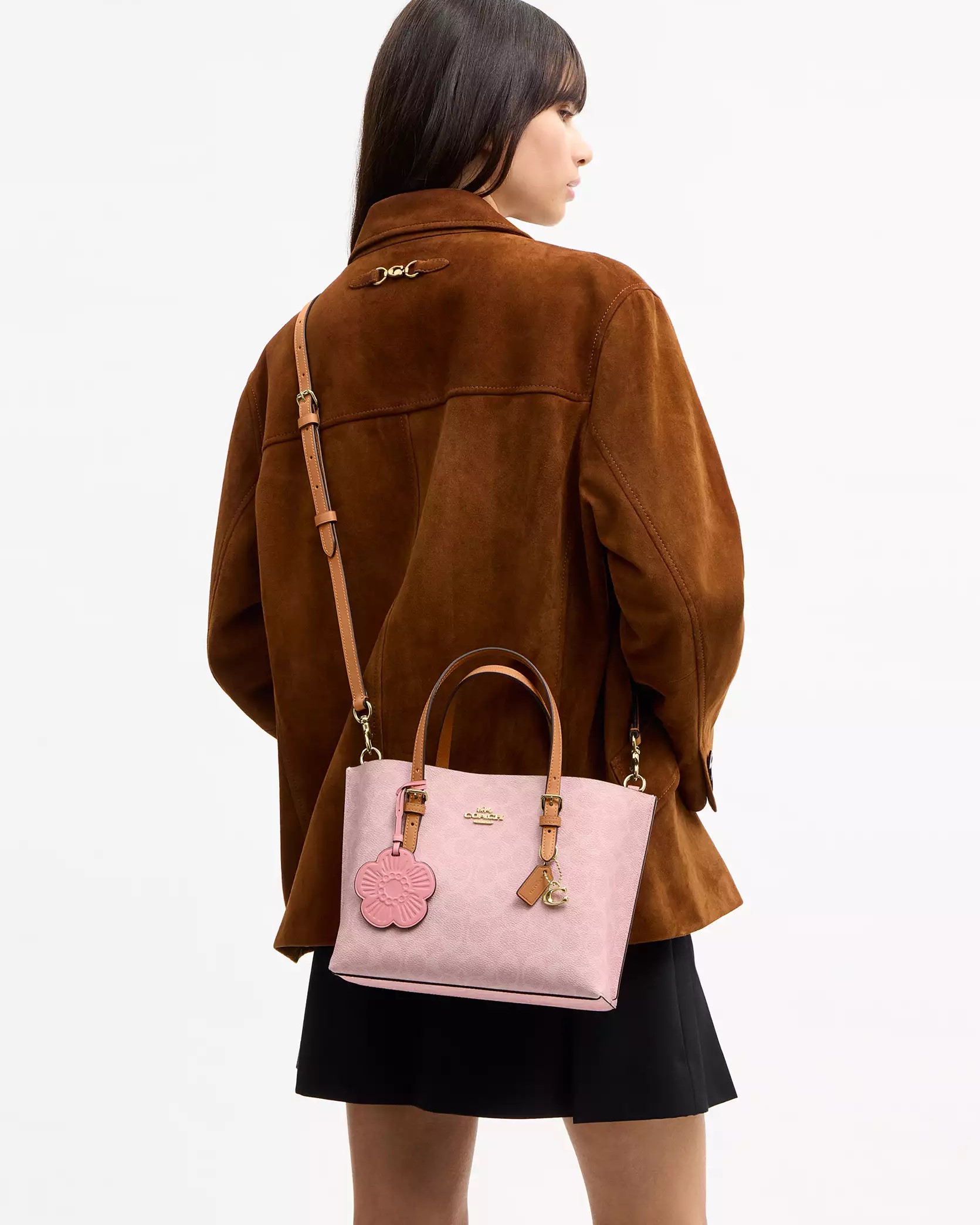 Túi Coach Mollie Tote Bag 25 In Signature Canvas With Charms Powder Pink CER24 6