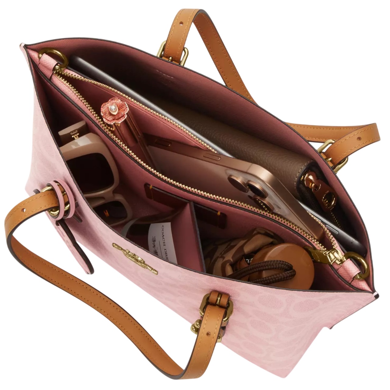 Túi Coach Mollie Tote Bag 25 In Signature Canvas With Charms Powder Pink CER24 9