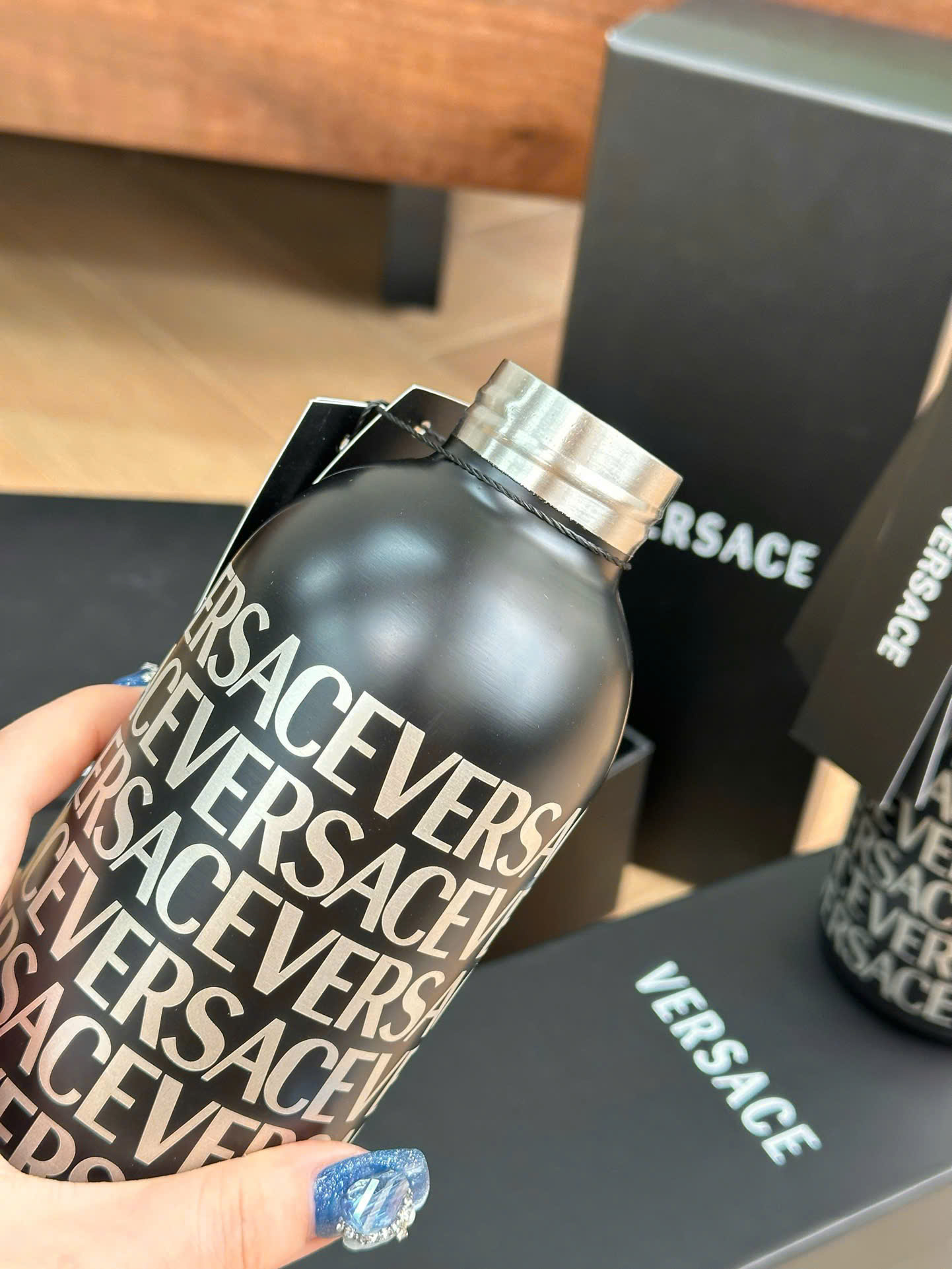 Bình nước Versace Allover Water Bottle in Steel 1