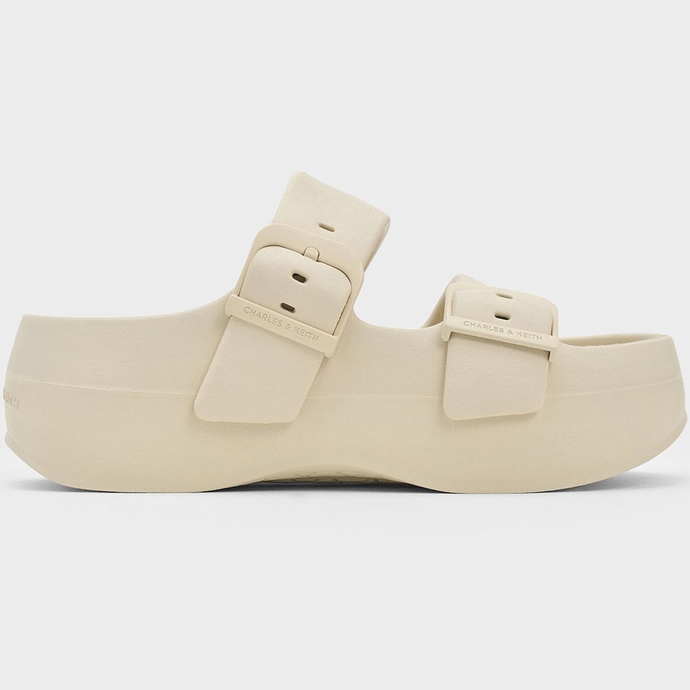 Giày Sandals nữ Charles Keith Bunsy Double-Strap Sports Sandals Beige CK1-71650004 5