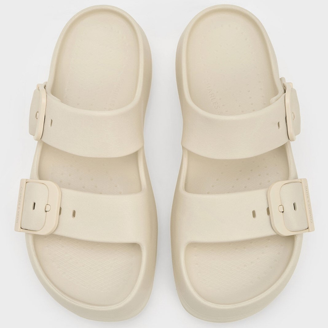 Giày Sandals nữ Charles Keith Bunsy Double-Strap Sports Sandals Beige CK1-71650004 7