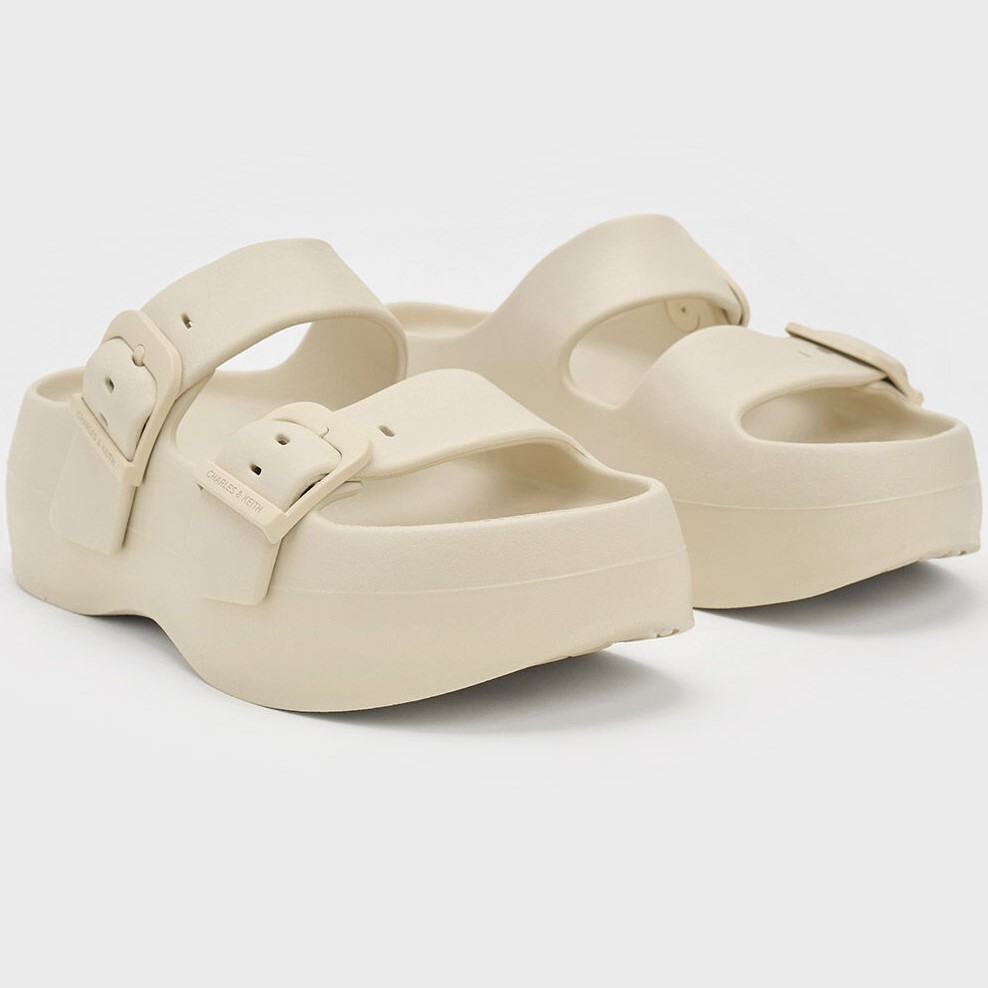 Giày Sandals nữ Charles Keith Bunsy Double-Strap Sports Sandals Beige CK1-71650004 11