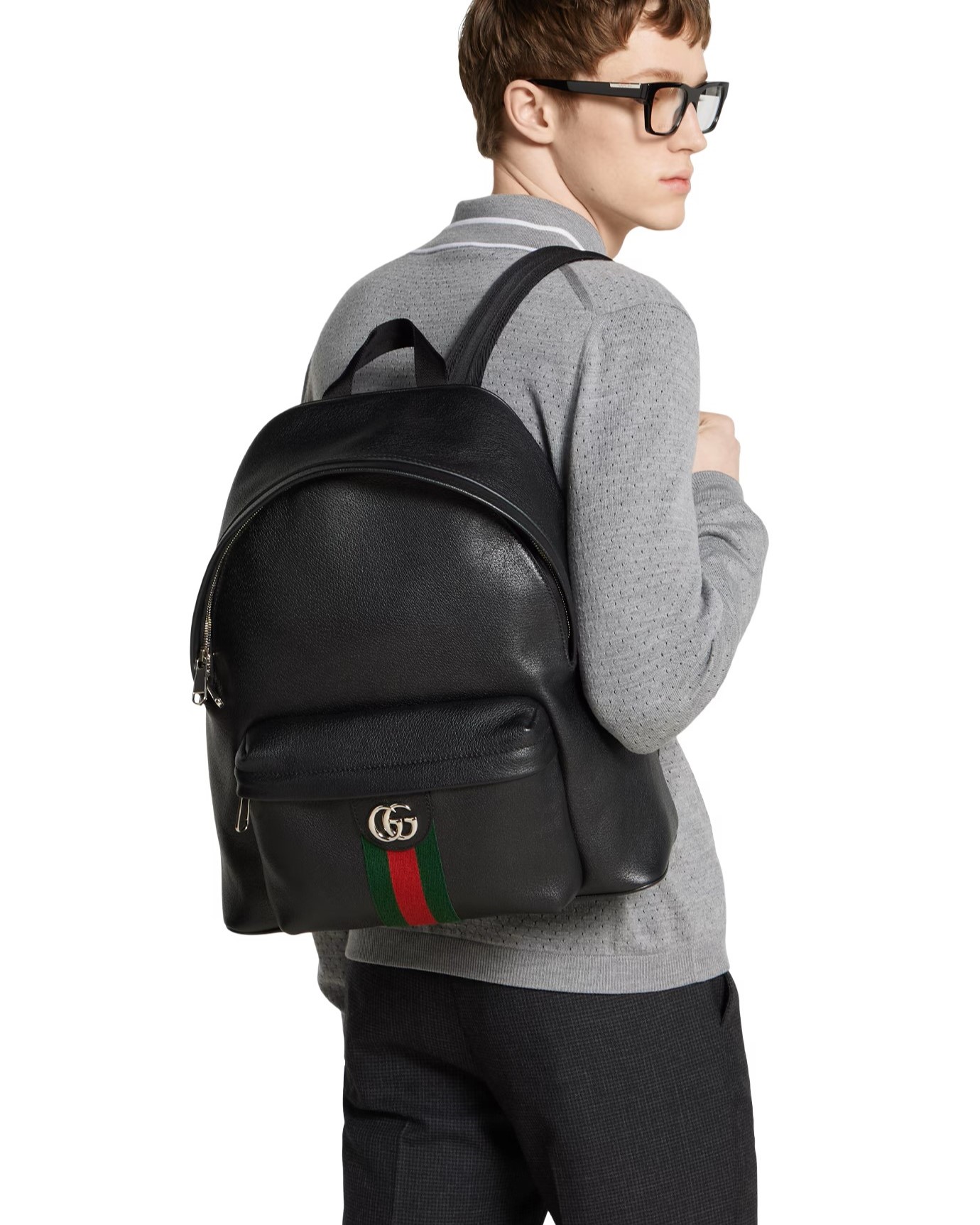 Balo Gucci Ophidia Medium Backpack Black Soft Leather 10