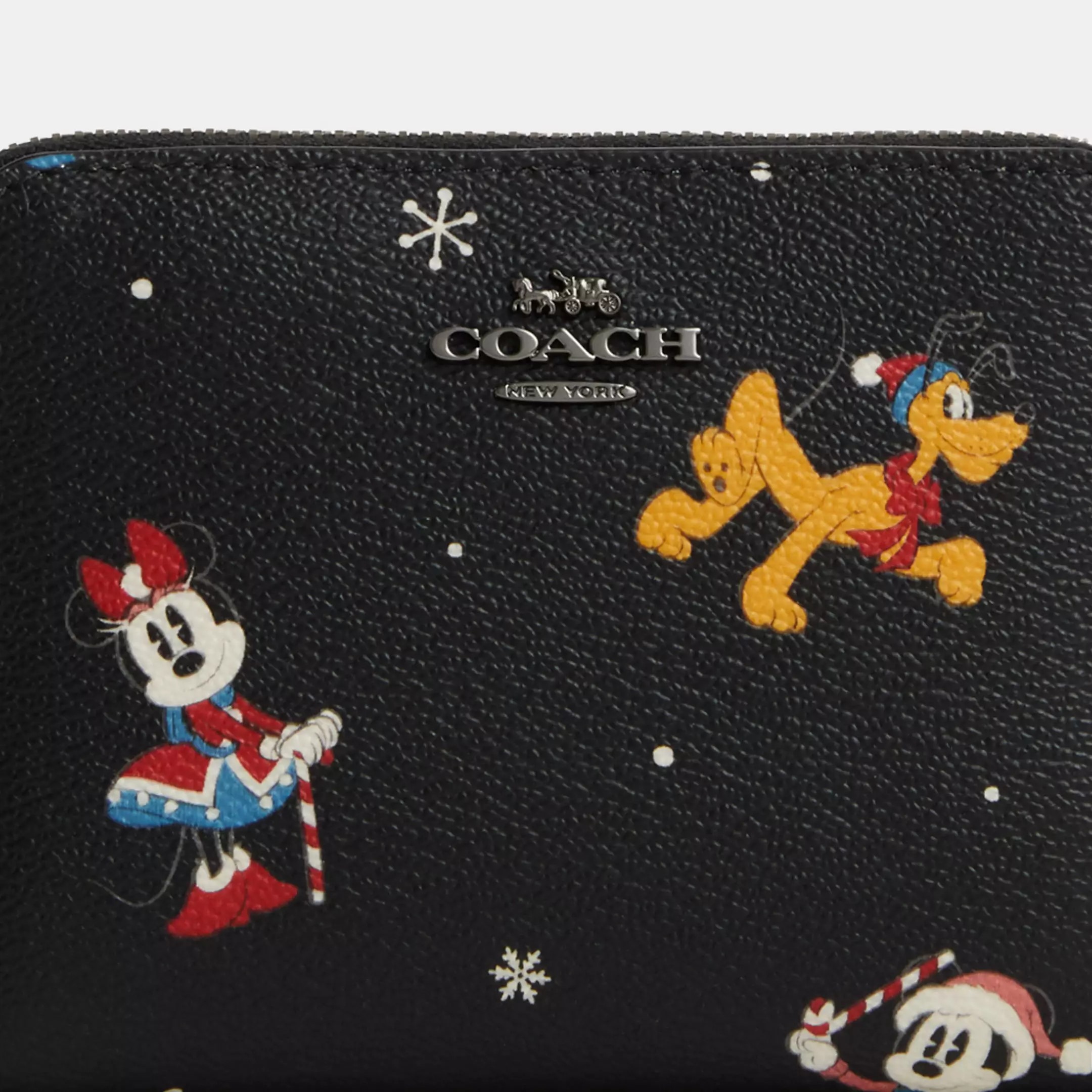 VÍ NỮ NGẮN DISNEY X COACH SMALL ZIP AROUND WALLET WITH HOLIDAY PRINT CN028 1