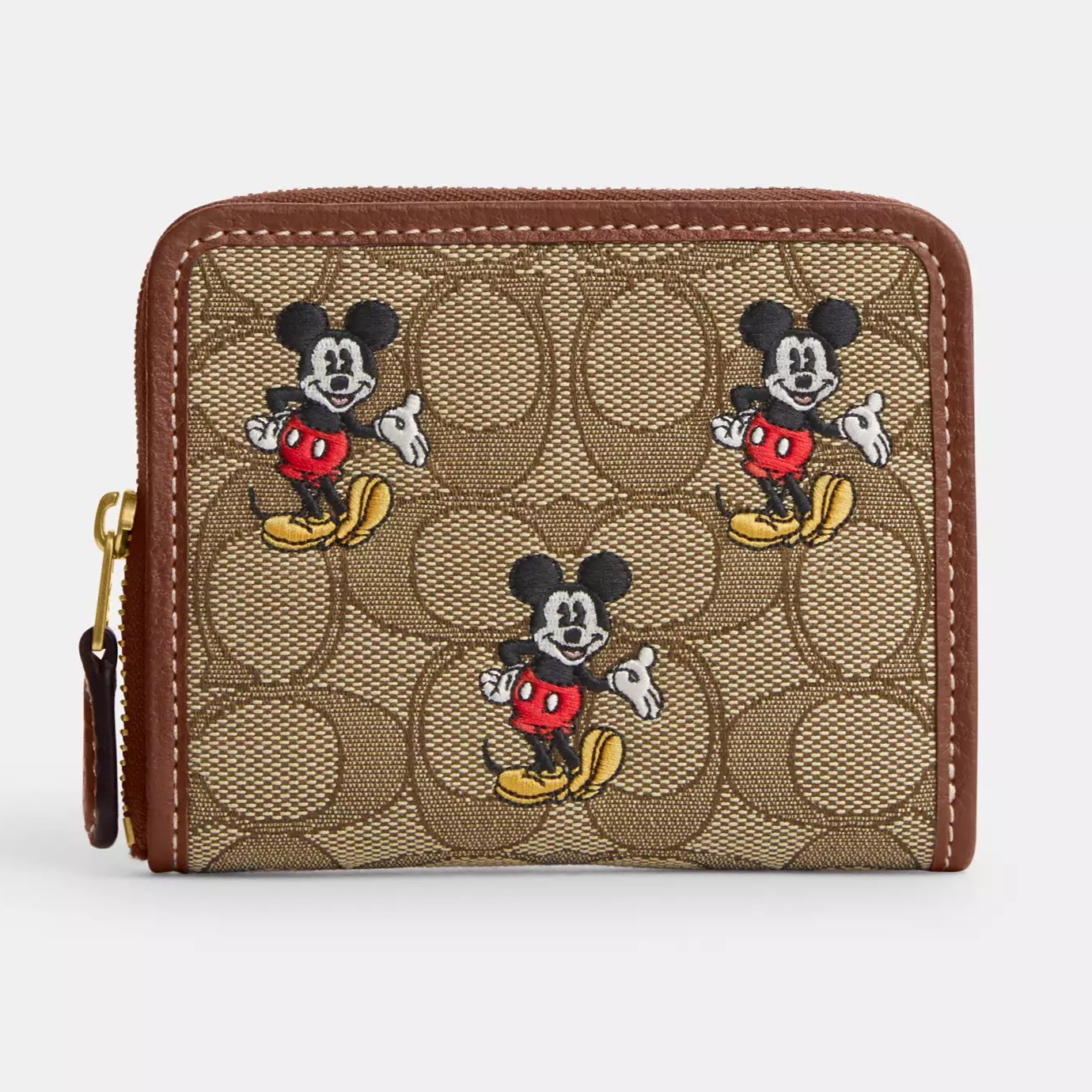 VÍ NỮ NGẮN DISNEY X COACH SMALL ZIP AROUND WALLET IN SIGNATURE JACQUARD WITH MICKEY MOUSE PRINT CN035 4