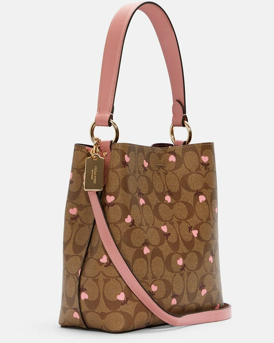 TÚI XÁCH COACH NỮ SMALL TOWN BUCKET BAG IN SIGNATURE CANVAS WITH HEART FLORAL PRINT 2