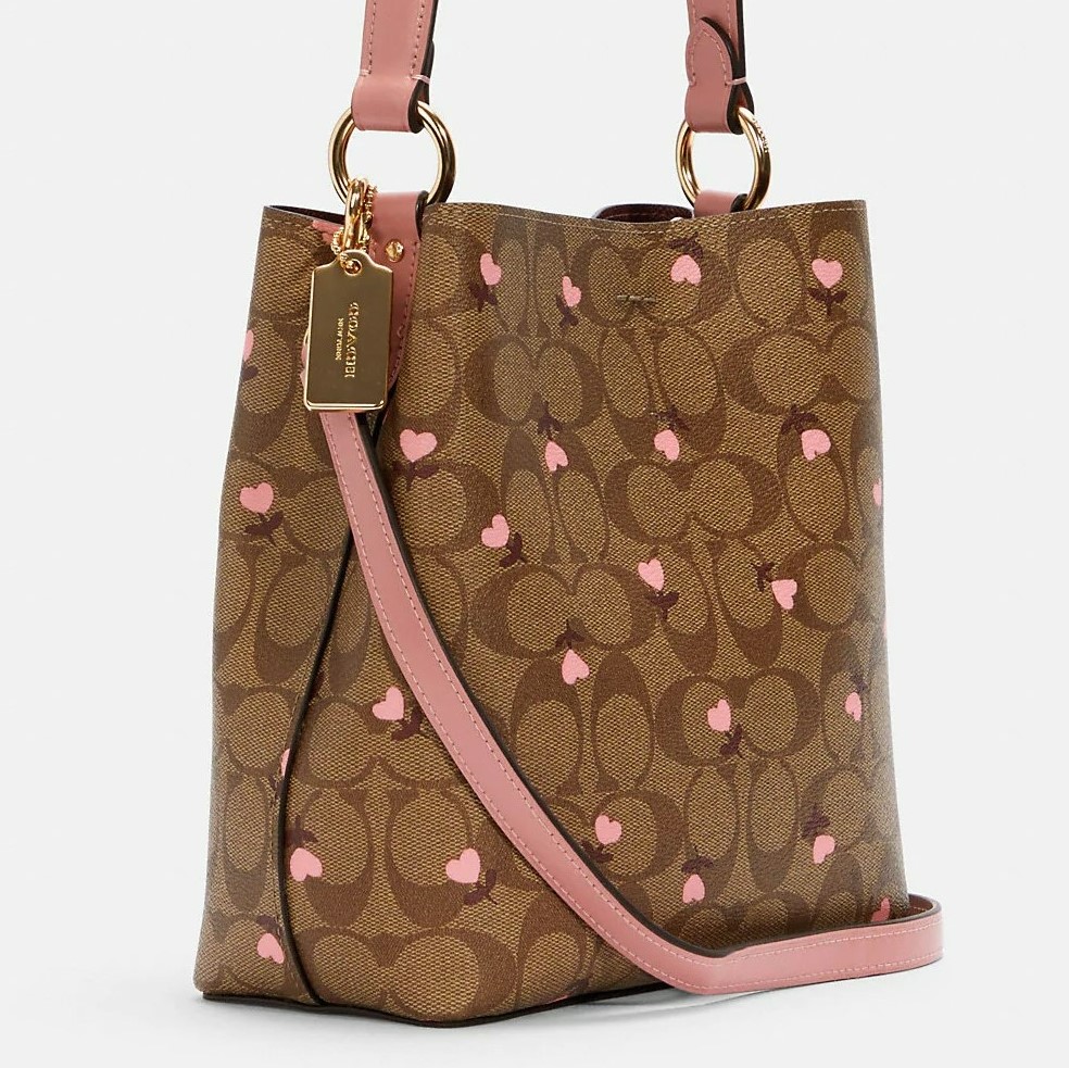 TÚI XÁCH COACH NỮ SMALL TOWN BUCKET BAG IN SIGNATURE CANVAS WITH HEART FLORAL PRINT 7