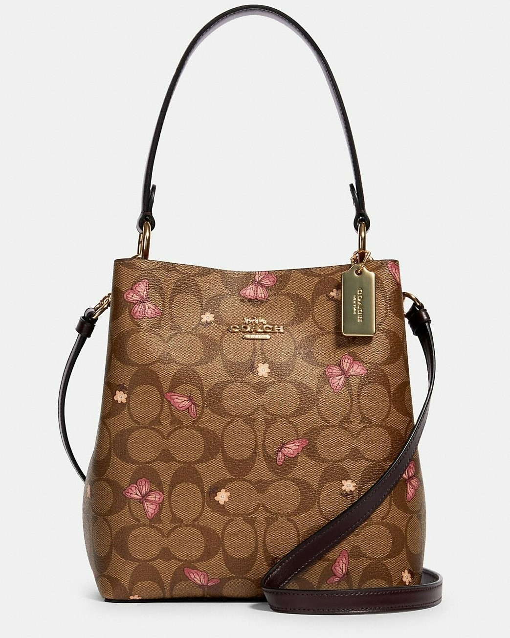 Túi đeo vai nữ Coach Small Town Bucket Bag In Signature Canvas With  Butterfly Print