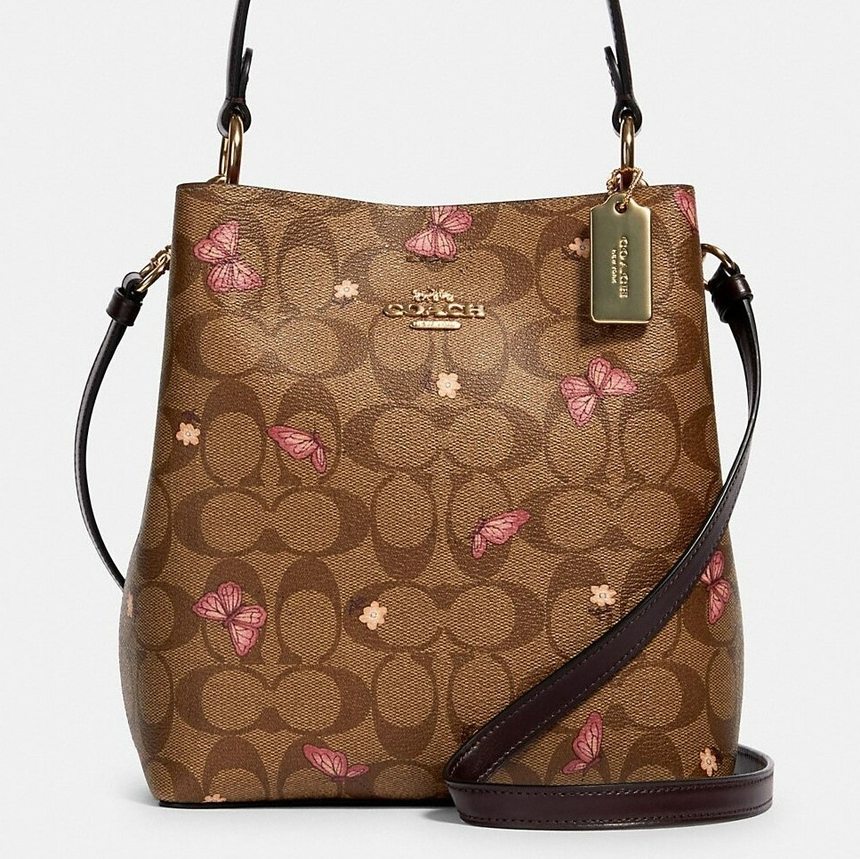 Túi xách nữ Coach Small Town Bucket Bag In Signature Canvas With Butterfly Print 11
