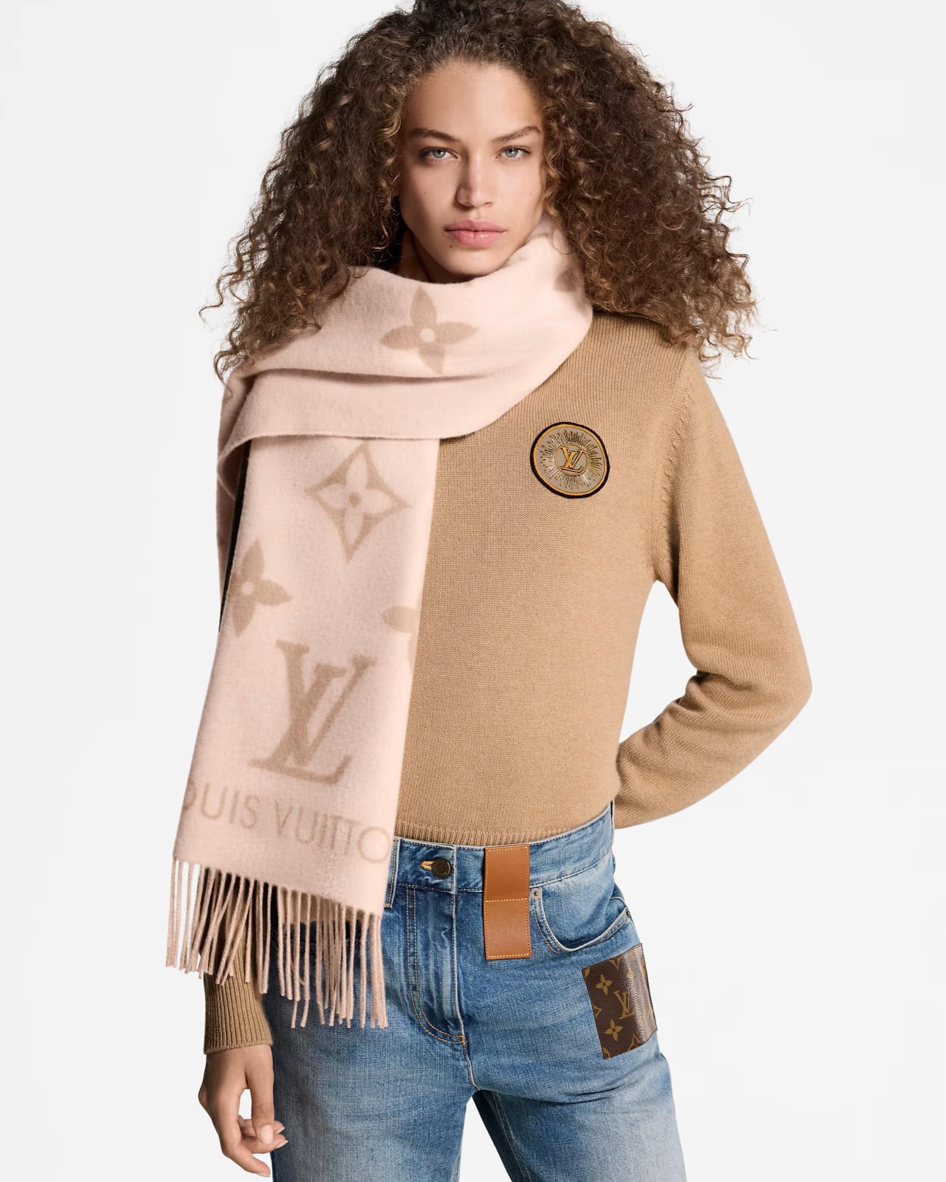 Khăn Quàng Louis Vuitton Reykjavik Scarf Beige Rose 4