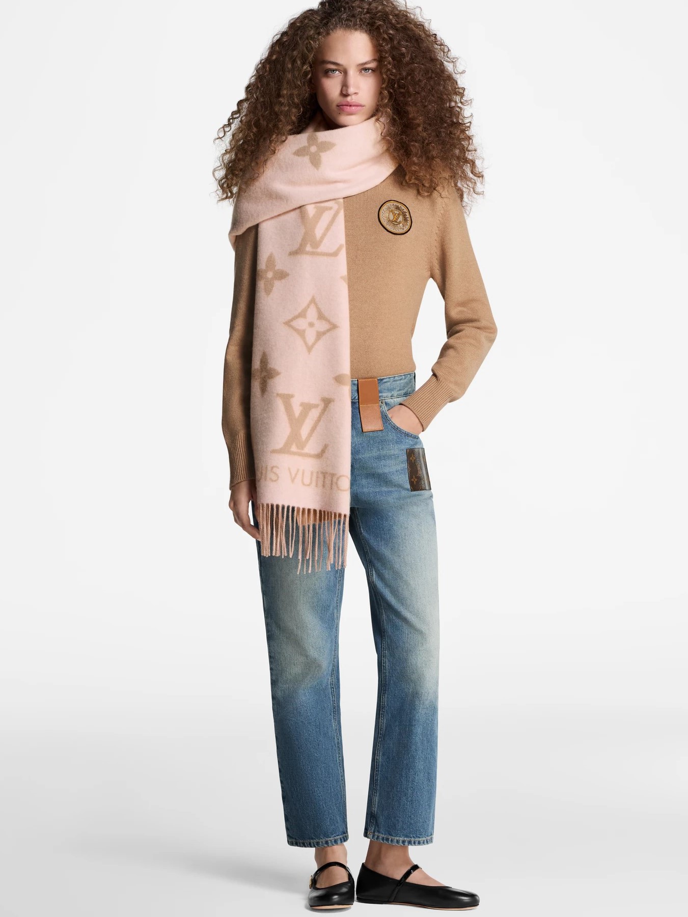 Khăn Quàng Louis Vuitton Reykjavik Scarf Beige Rose 6
