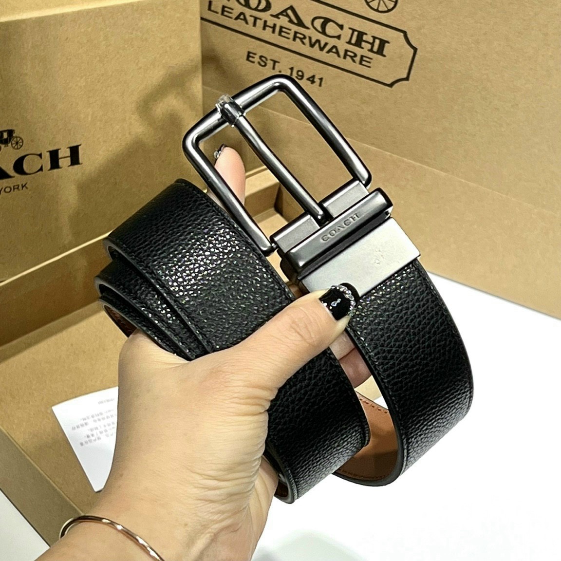 SET NỊT COACH HAI MẶT COACH WIDE HARNESS CUT - TO - SIZE REVERSIBLE SIGNATURE COATED CANVAS BELT 2 IN 1 1
