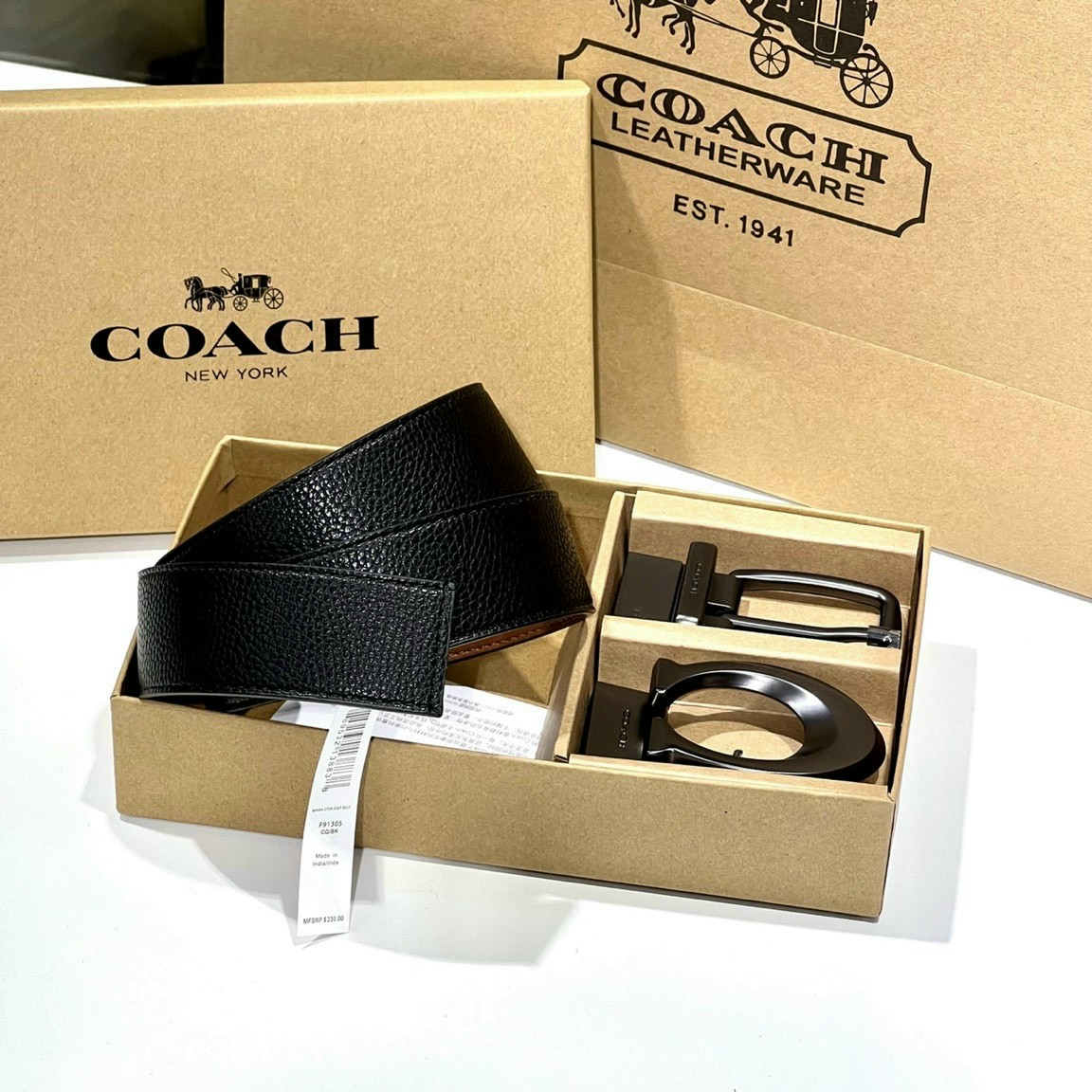 SET NỊT COACH HAI MẶT COACH WIDE HARNESS CUT - TO - SIZE REVERSIBLE SIGNATURE COATED CANVAS BELT 2 IN 1 5