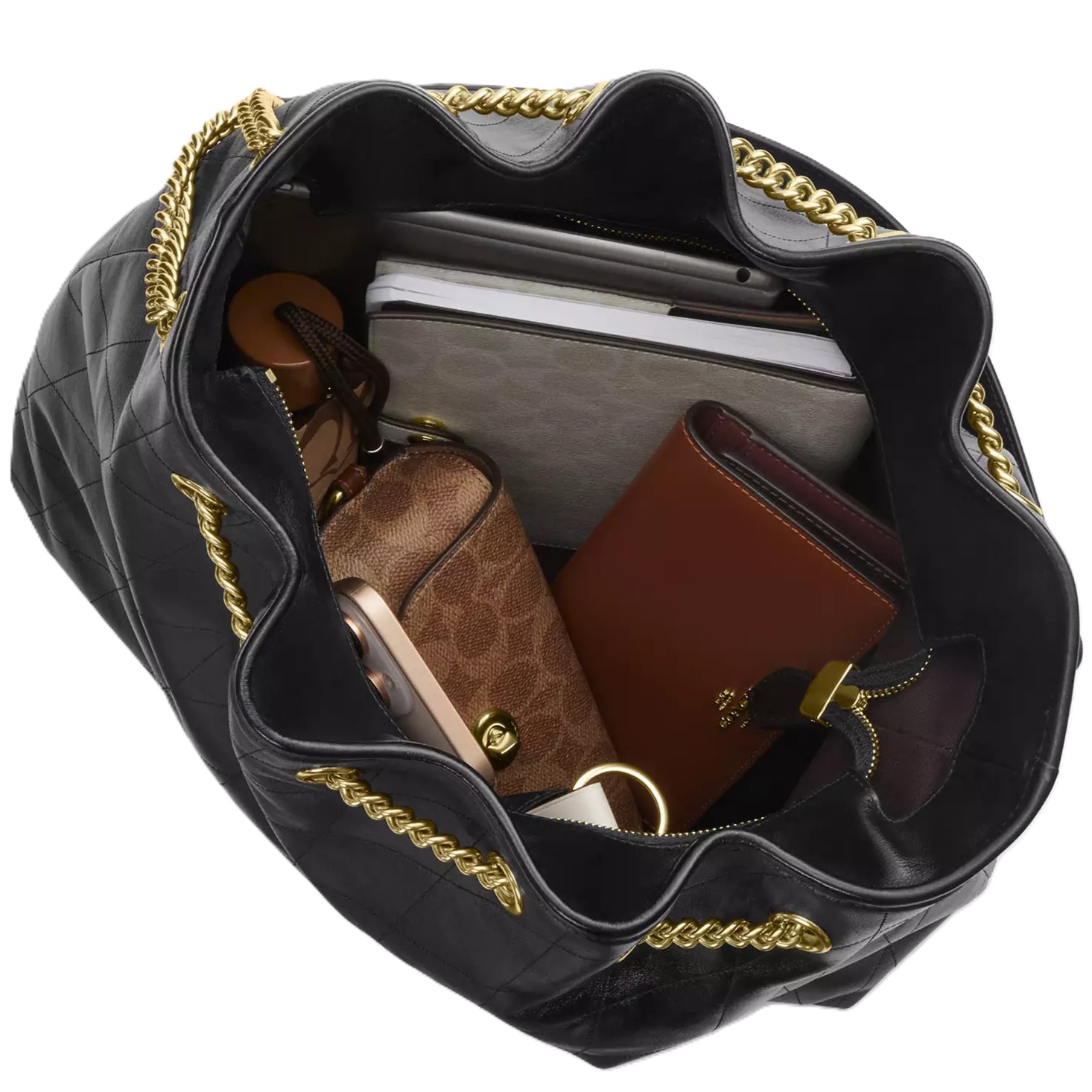 Túi Coach Evelyn Large Shoulder Bag With Quilting Black CCZ81 7