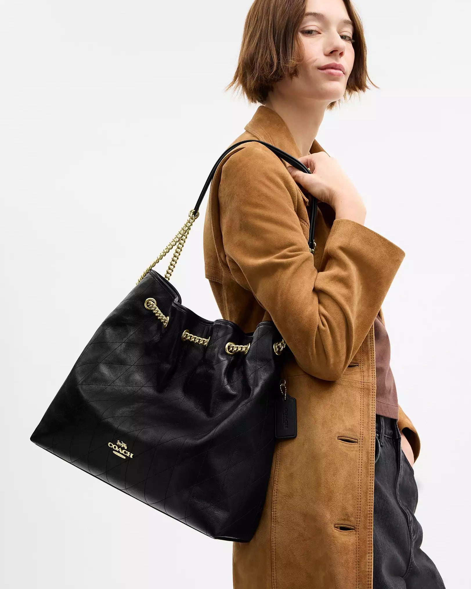 Túi Coach Evelyn Large Shoulder Bag With Quilting Black CCZ81 5