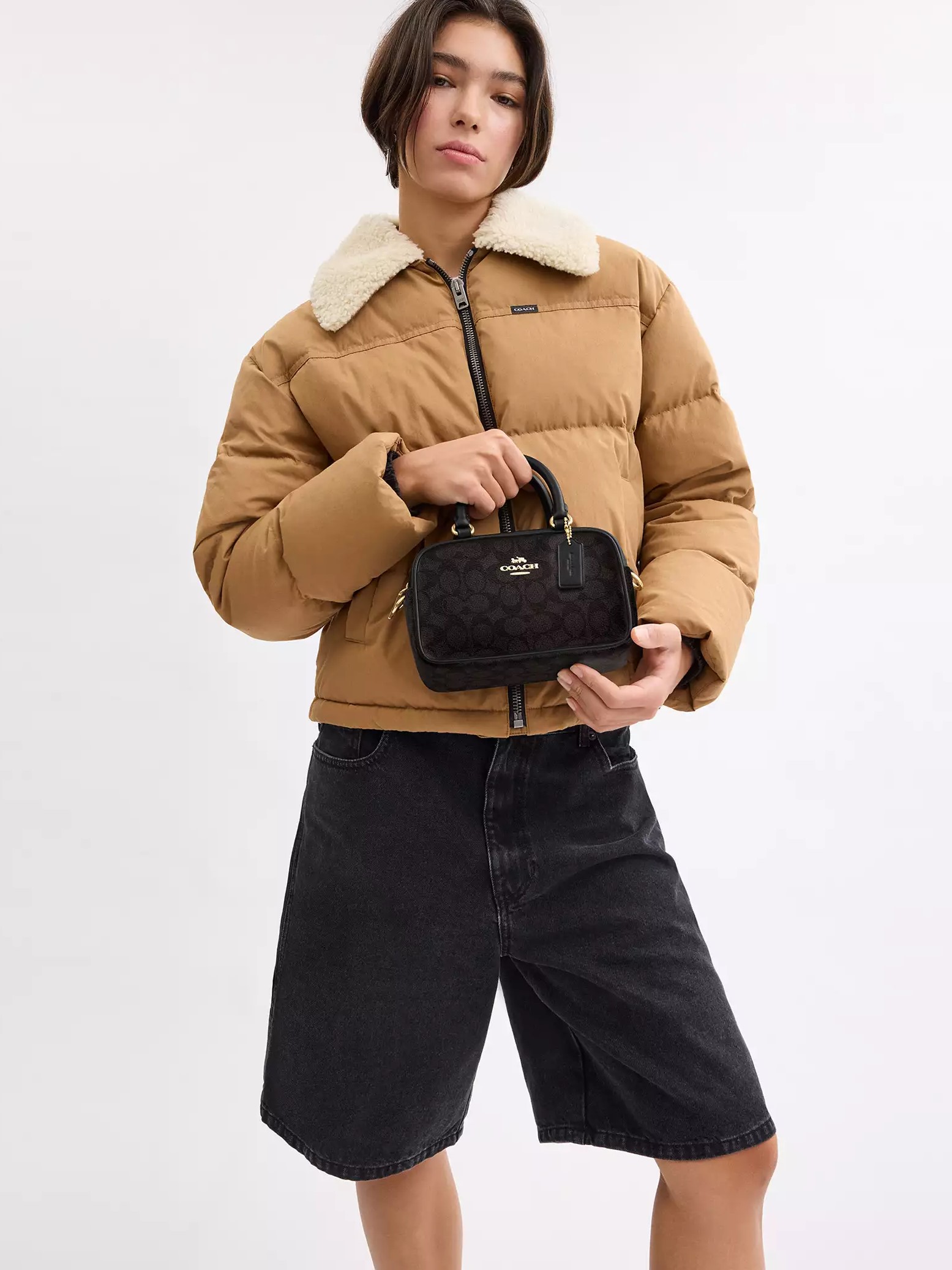 Túi Coach Nữ Satchel Crossbody Bag in Signature Canvas Walnut Black CW197 4