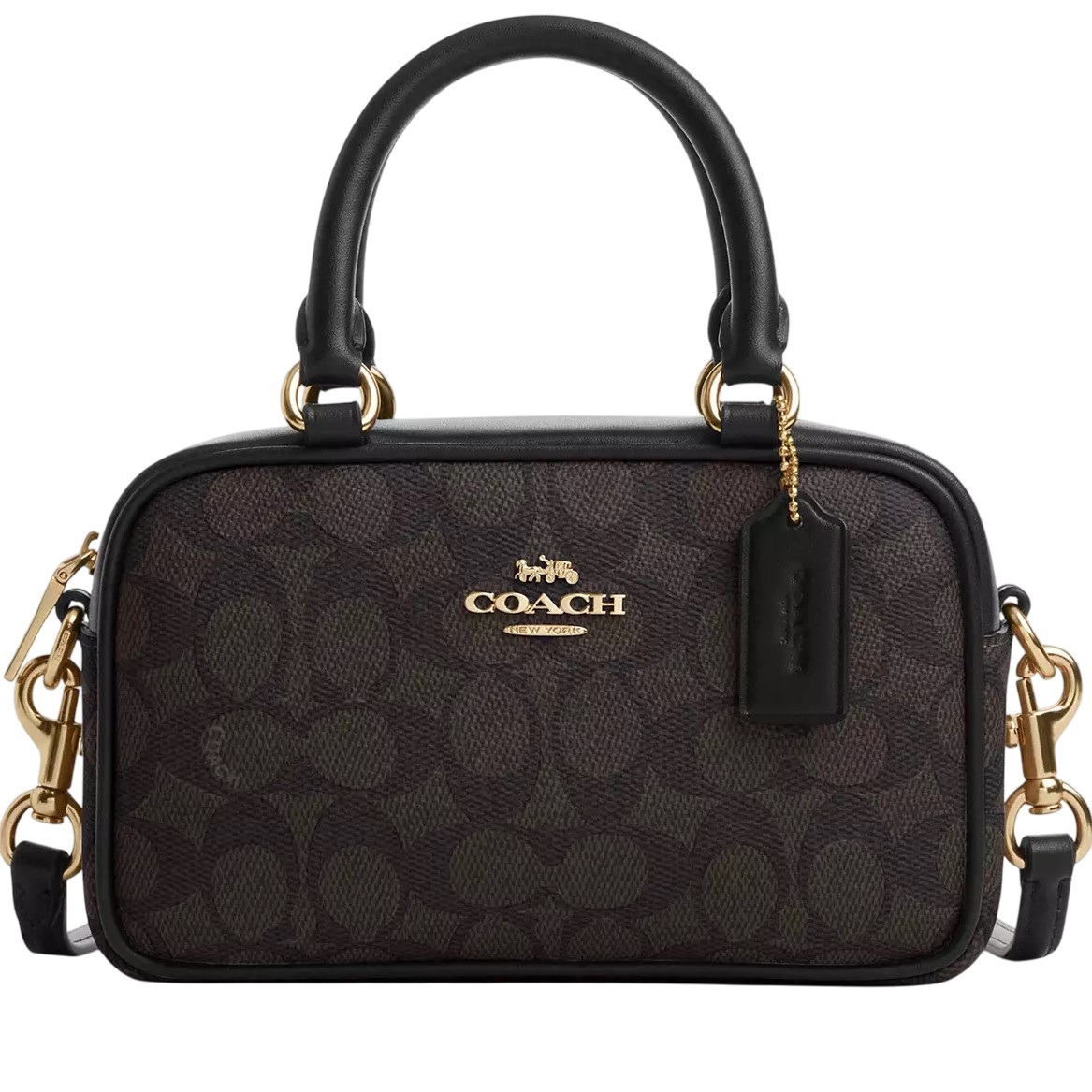 Túi Coach Nữ Satchel Crossbody Bag in Signature Canvas Walnut Black CW197 2