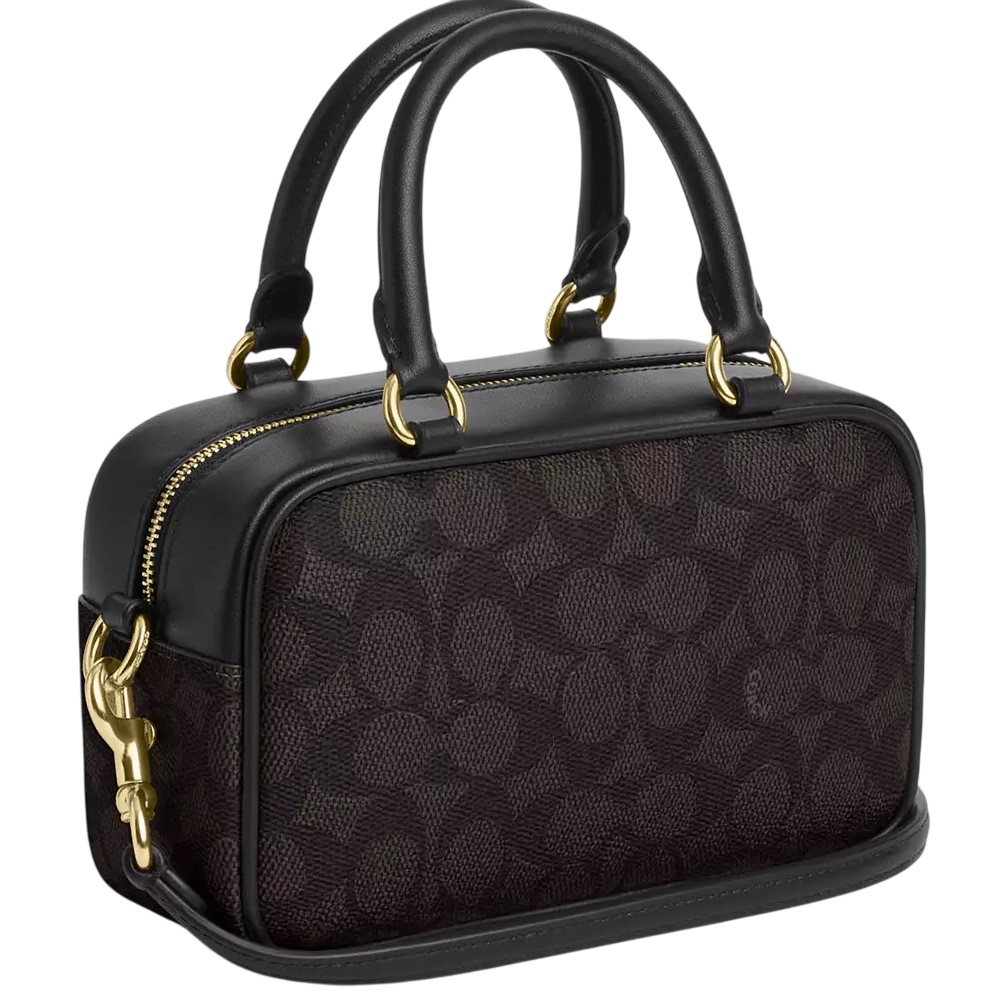 Túi Coach Nữ Satchel Crossbody Bag in Signature Canvas Walnut Black CW197 6