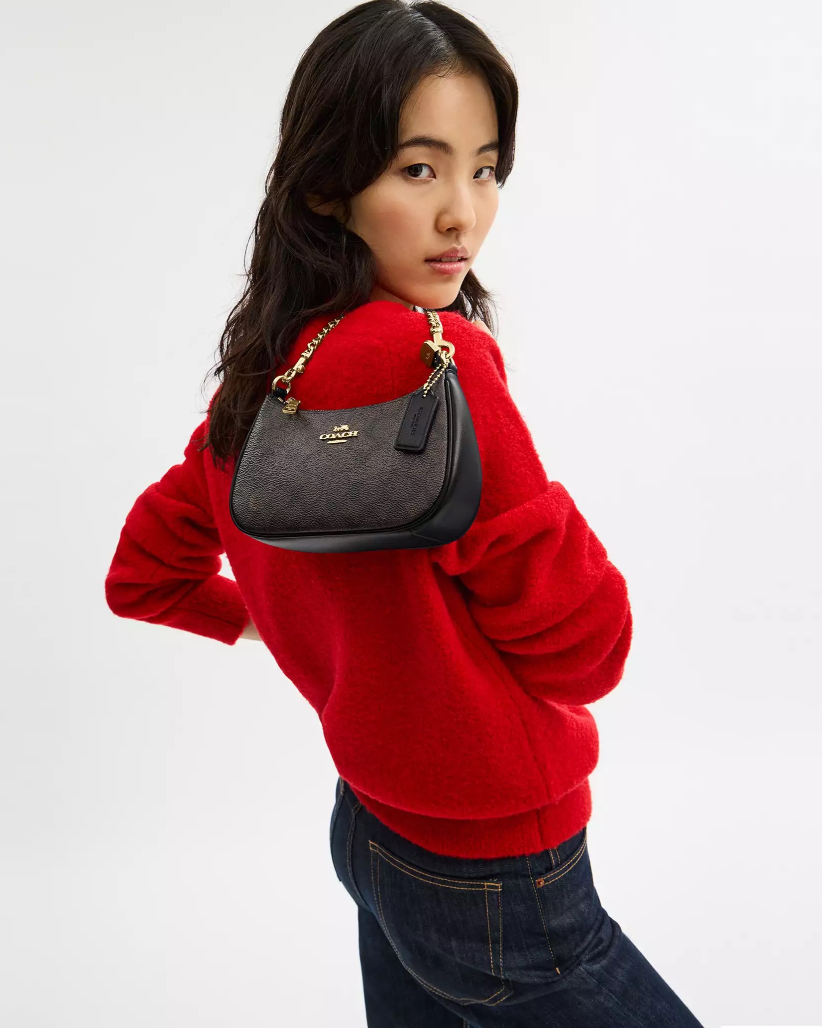 Túi Coach Teri Mini Crossbody Bag In Signature Canvas Walnut CW323 1