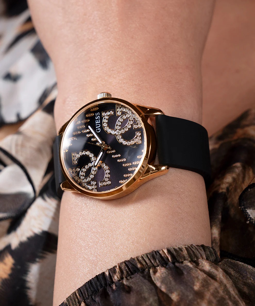 Đồng hồ nữ Guess Ladies Black Gold Tone Analog Watch GW0755L3 12
