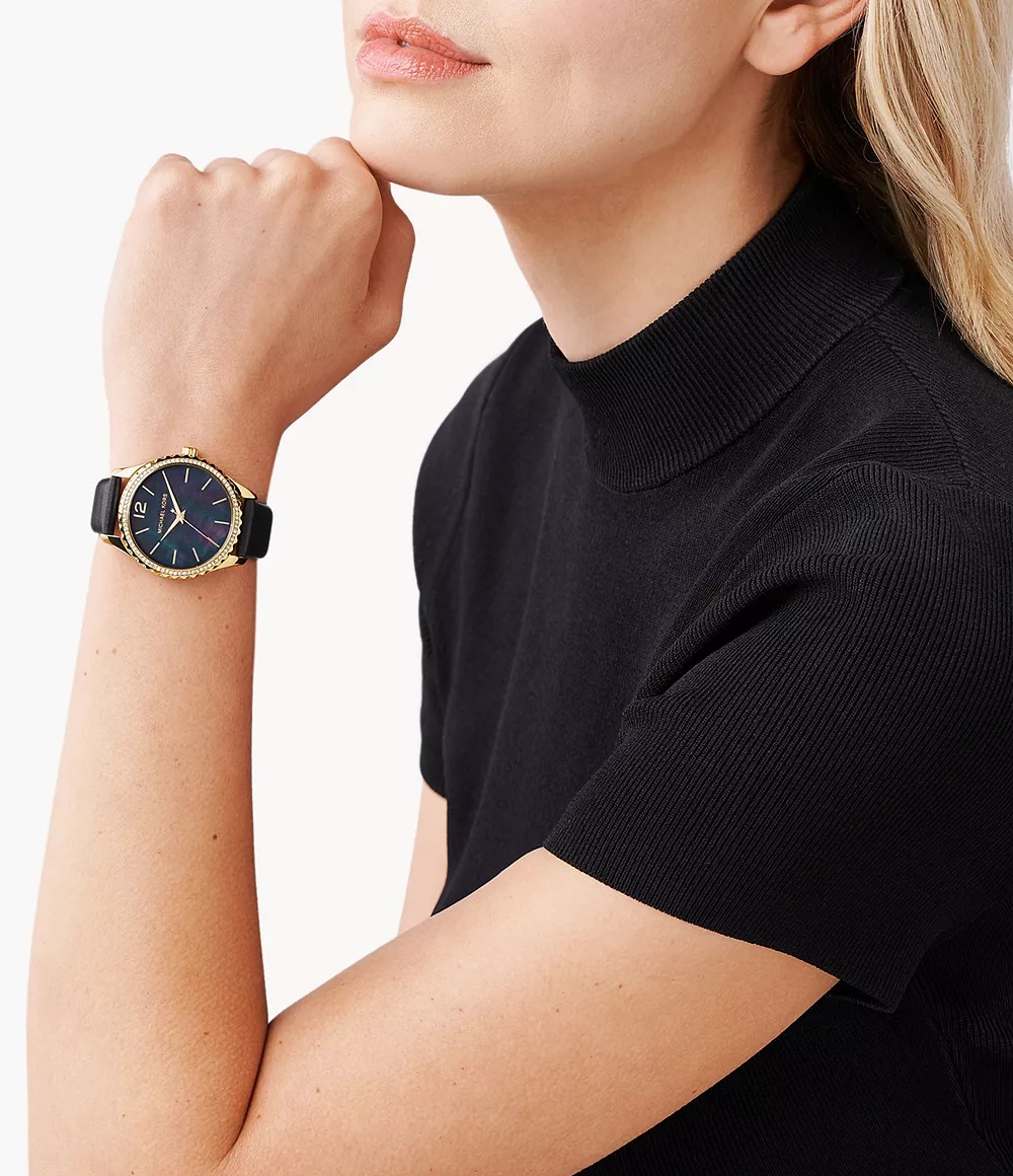 Đồng hồ Michael Kors Layton Three Hand Mother of Pearl Black Dial Watch For Women MK2911 2