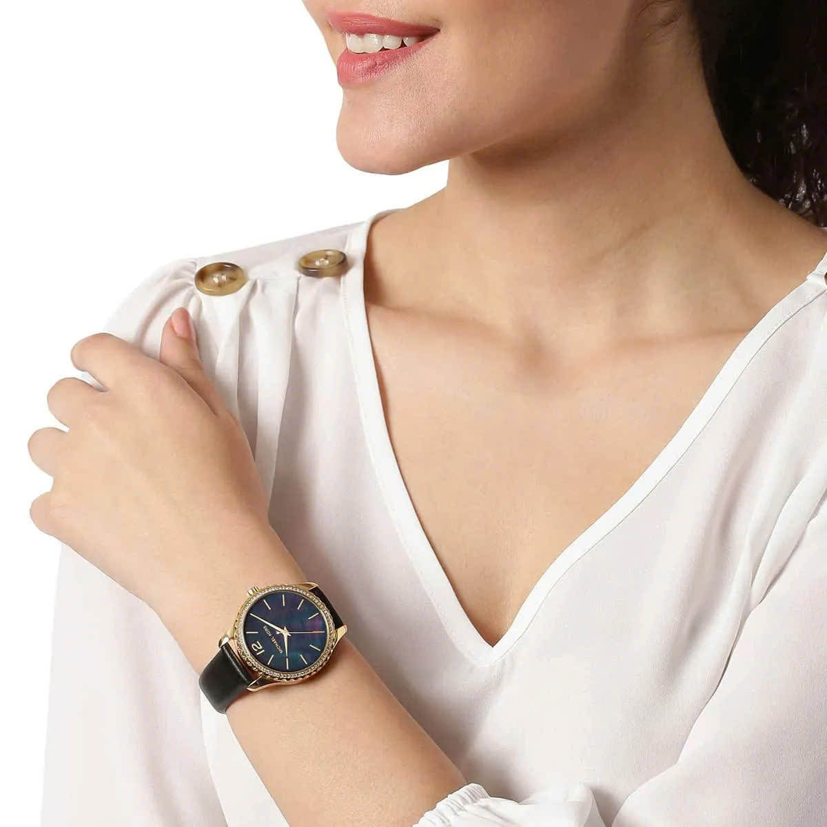Đồng hồ Michael Kors Layton Three Hand Mother of Pearl Black Dial Watch For Women MK2911 8
