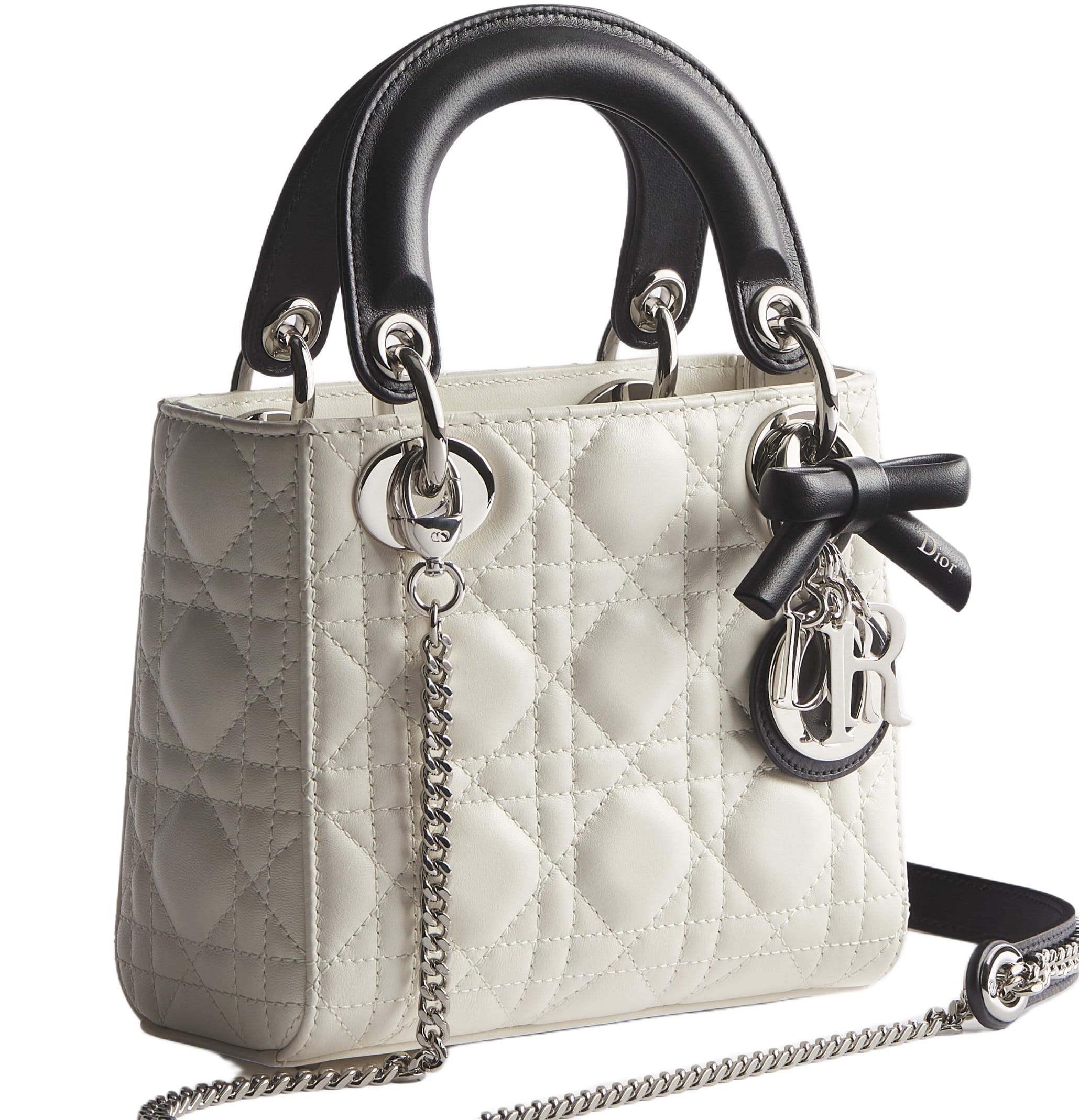 Túi Mini Lady Dior Bag with Chain Latte and Black Cannage Lambskin 4