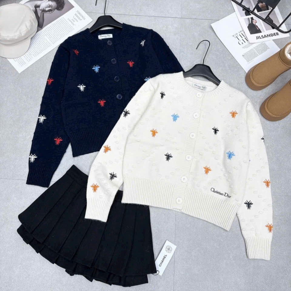 Áo len Dior phom rộng tay dài họa tiết logo hãng 4