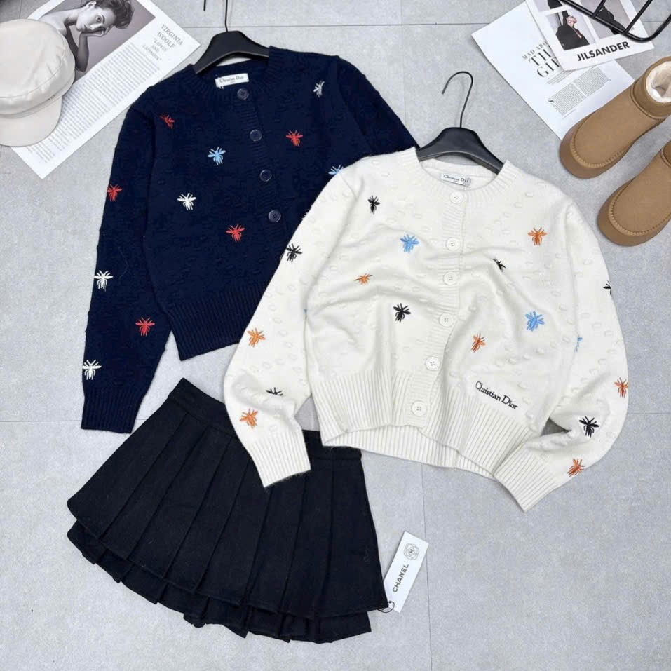 Áo len Dior phom rộng tay dài họa tiết logo hãng 10