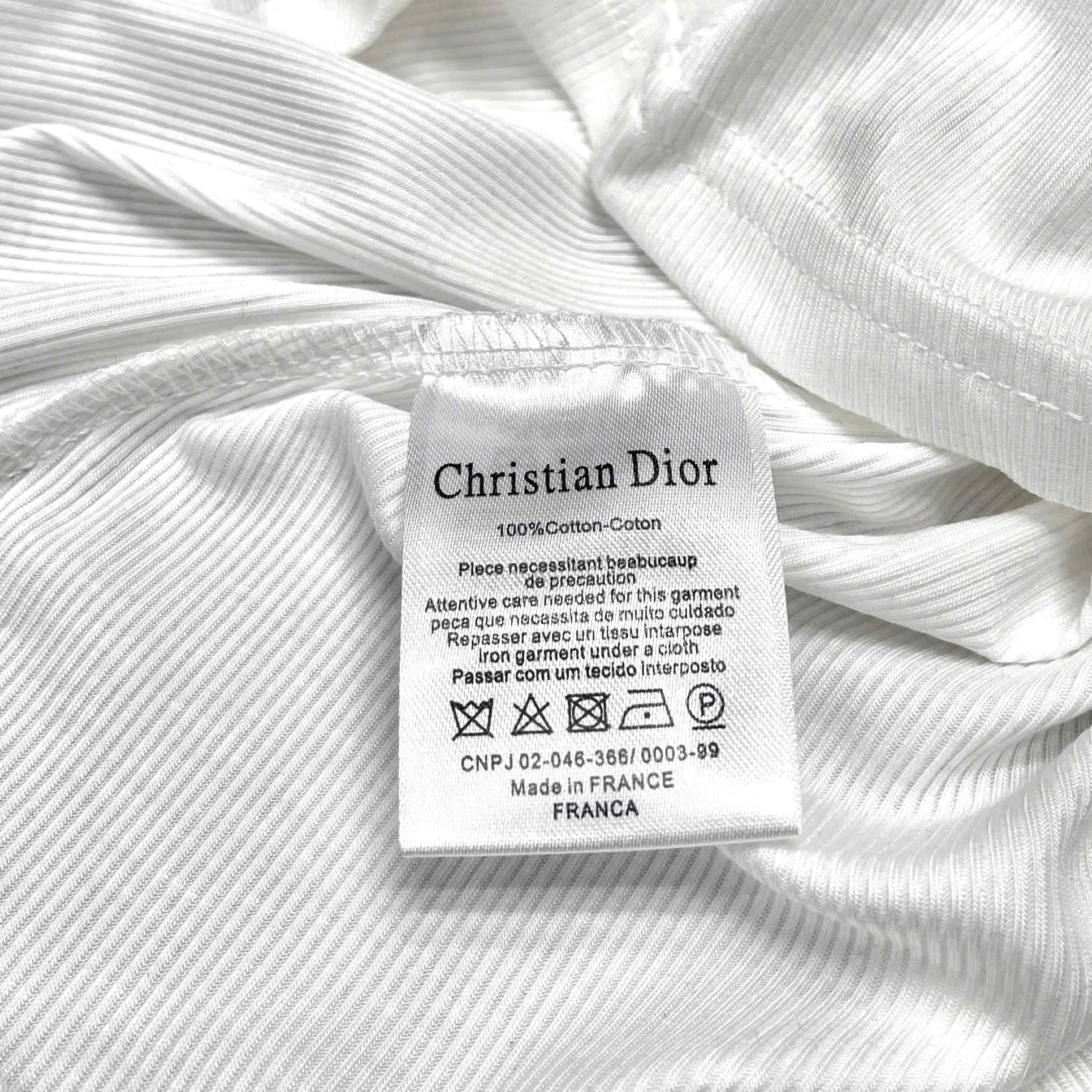 Áo thun ôm tay dài cổ tròn trắng đen Dior 7
