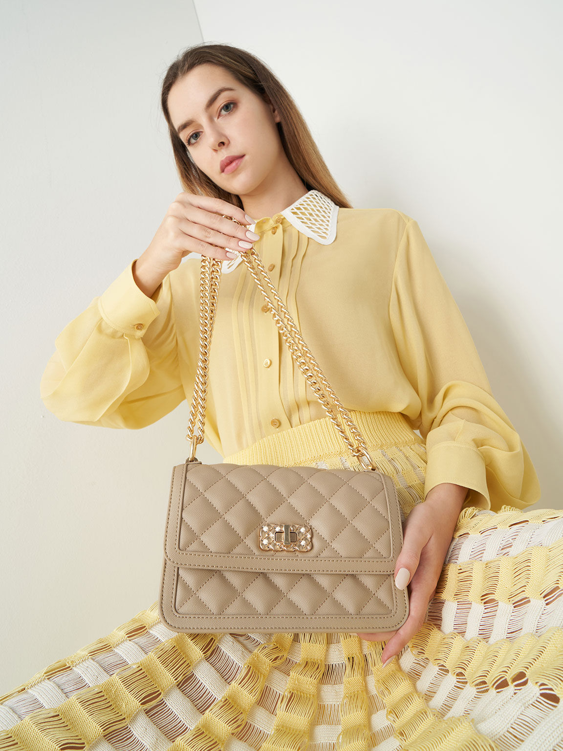 TÚI CHARLES KEITH MICAELA QUILTED CHAIN BAG 15