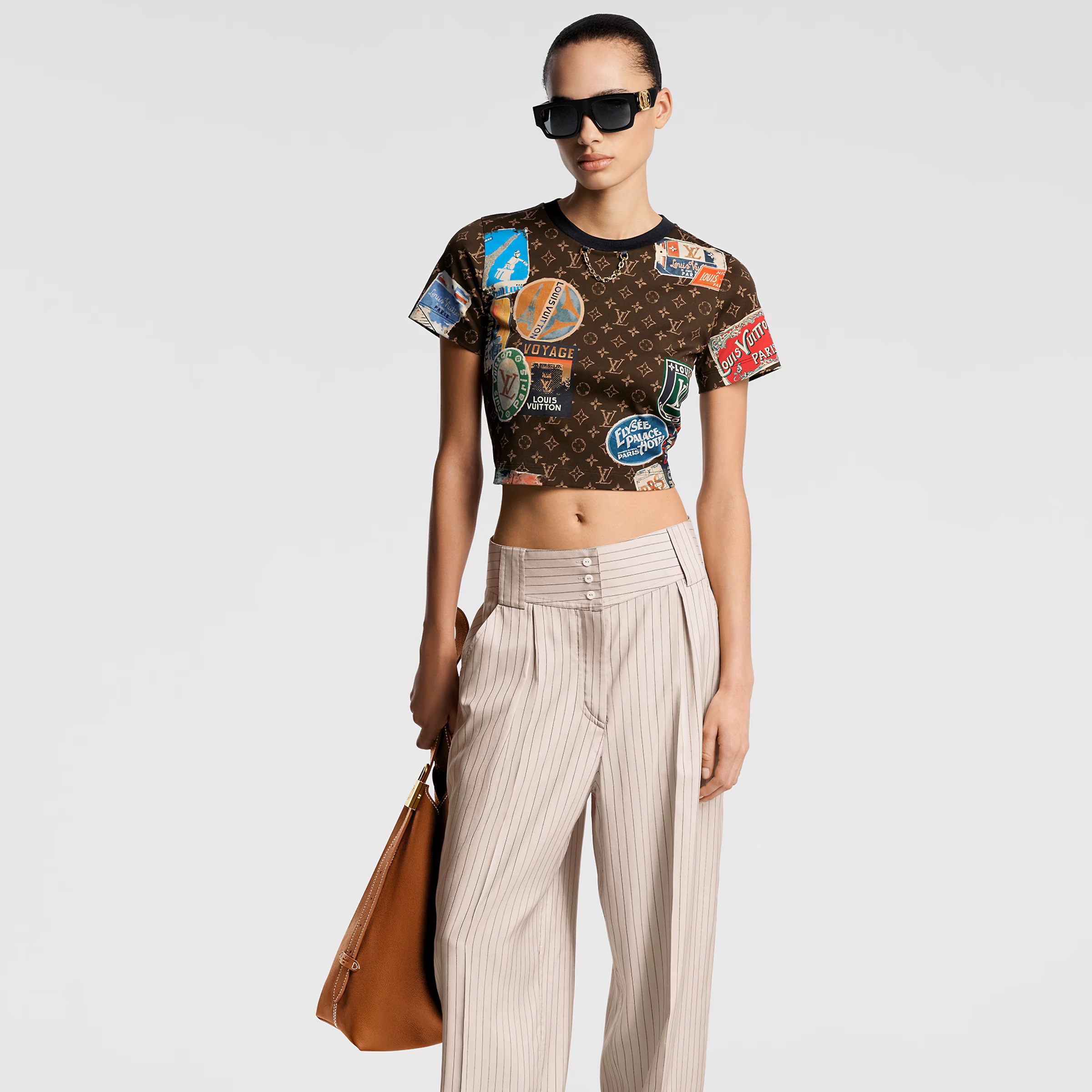 ÁO LOUIS VUITTON DARK BROWN ELYSEE PALACE CROP TOP 4