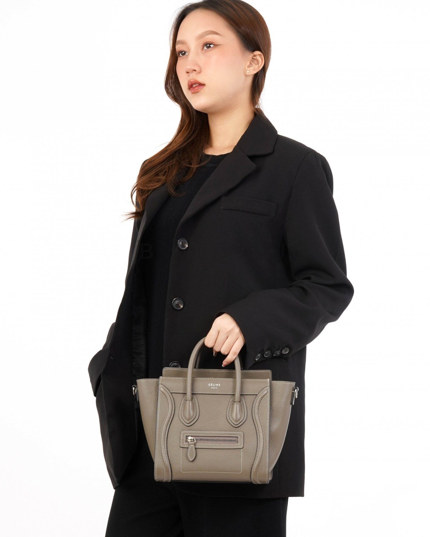 TÚI XÁCH NỮ CELINE NANO LUGGAGE BAG IN DRUMMED CALFSKIN BLACK 6