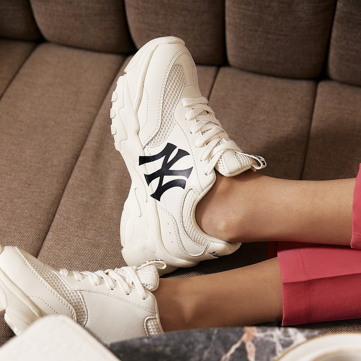 GIÀY THỂ THAO MLB NY BIGBALL CHUNKY MESH NEW YORK YANKEES CREAM 3ASHCE12N-50CRS 2