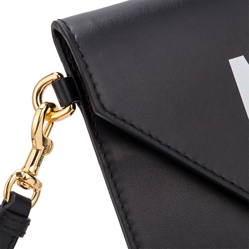 TÚI BÌ THƯ MOSCHINO BLACK LEATHER CLUTCH BAG 2