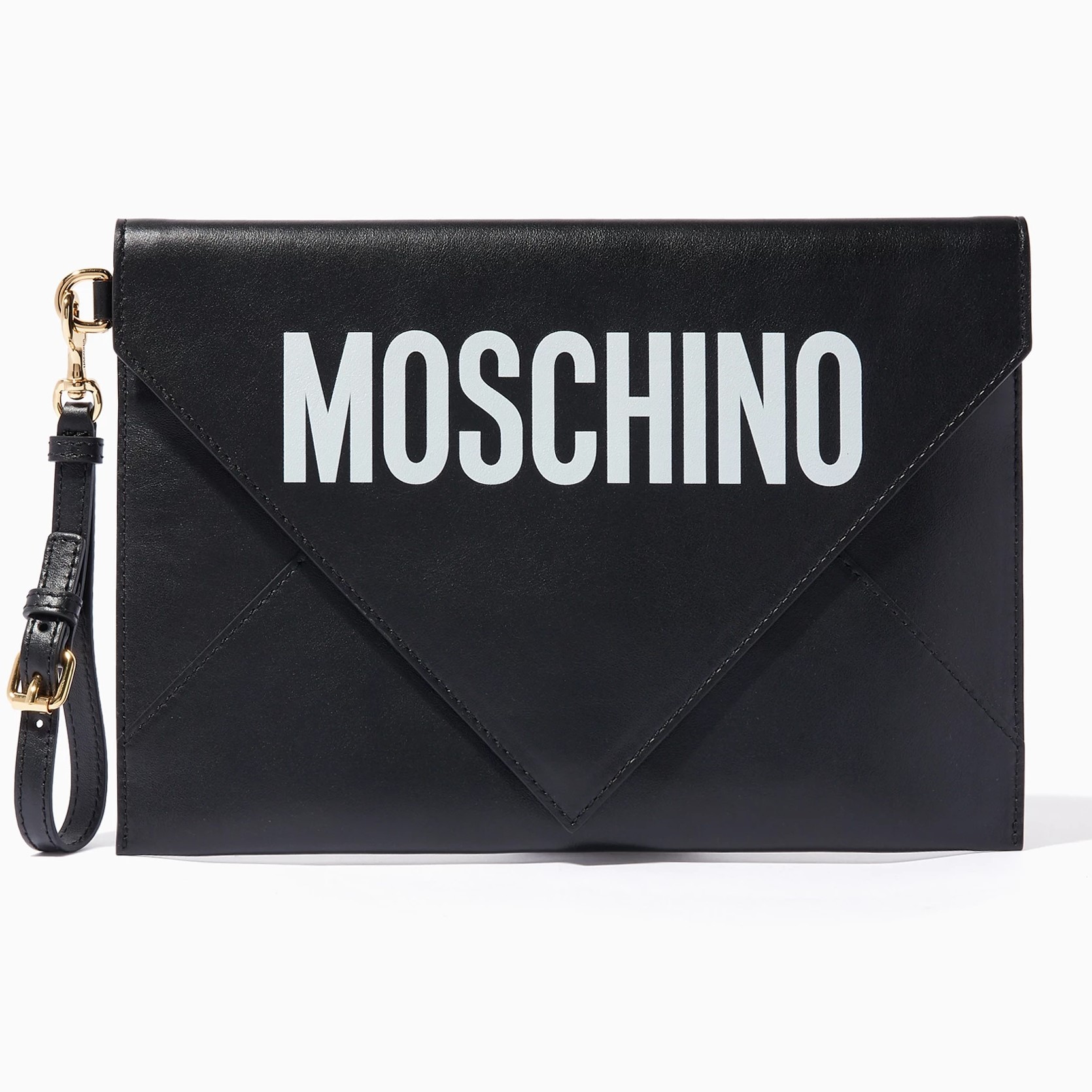 TÚI BÌ THƯ MOSCHINO BLACK LEATHER CLUTCH BAG 5