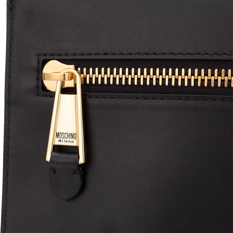 TÚI BÌ THƯ MOSCHINO BLACK LEATHER CLUTCH BAG 6
