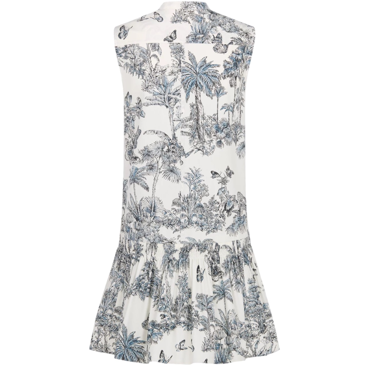 Đầm Dior Straight Dress With Ruffles Dioriviera White and blue Toile de Jouy Palms Cotton and Silk Poplin 5