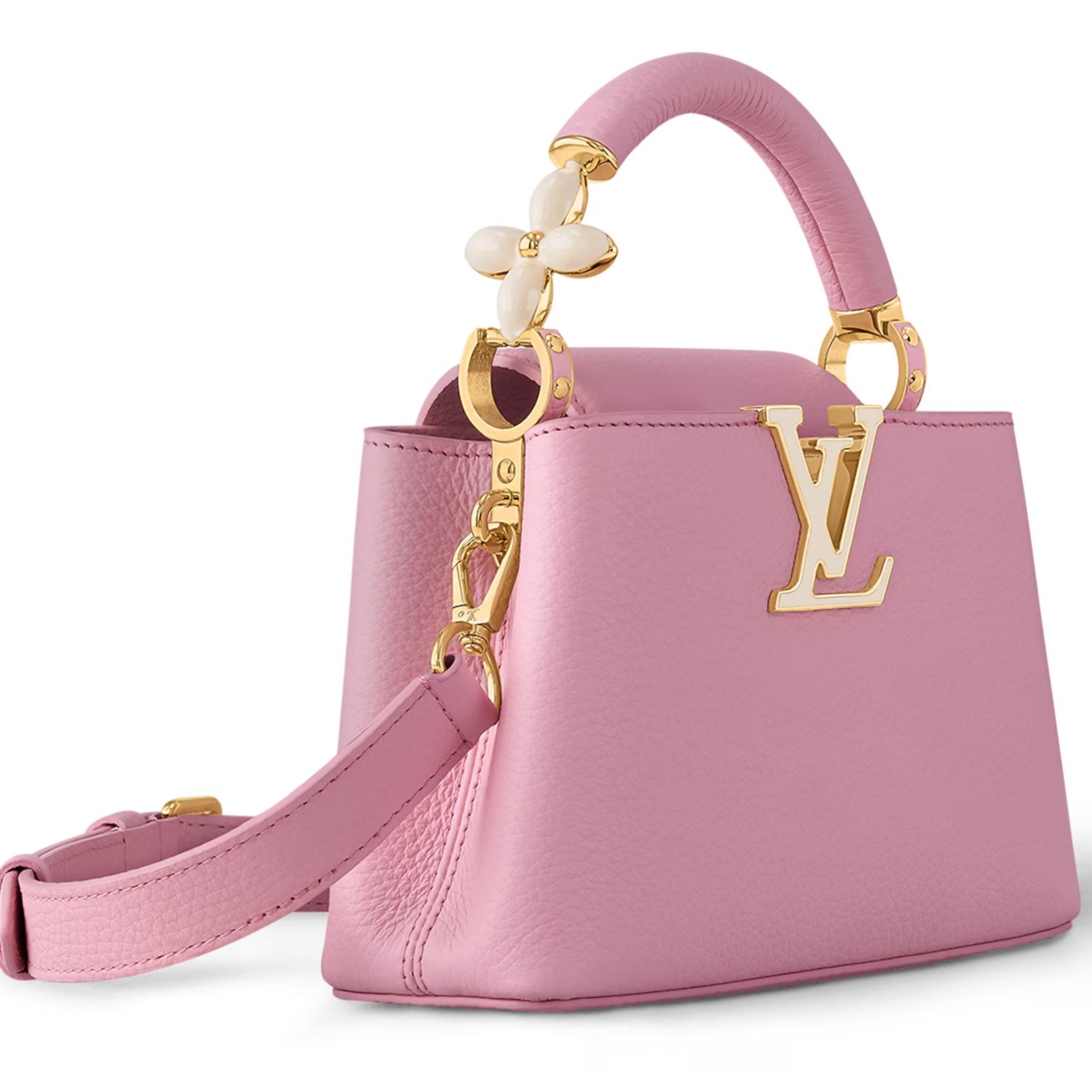 Túi Xách Tay Nữ Louis Vuitton Capucines Mini Marshmallow Pink 2
