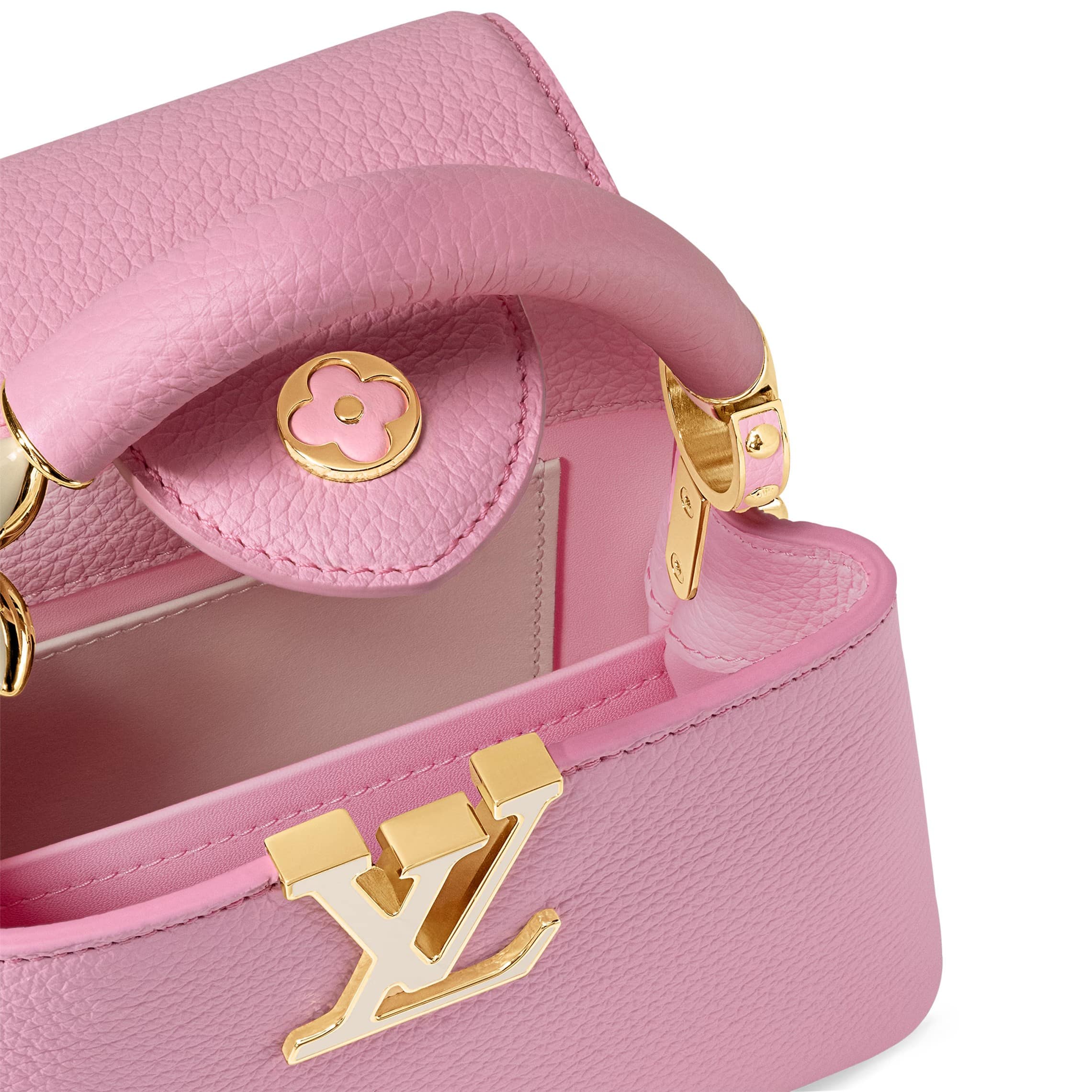 Túi Xách Tay Nữ Louis Vuitton Capucines Mini Marshmallow Pink 3