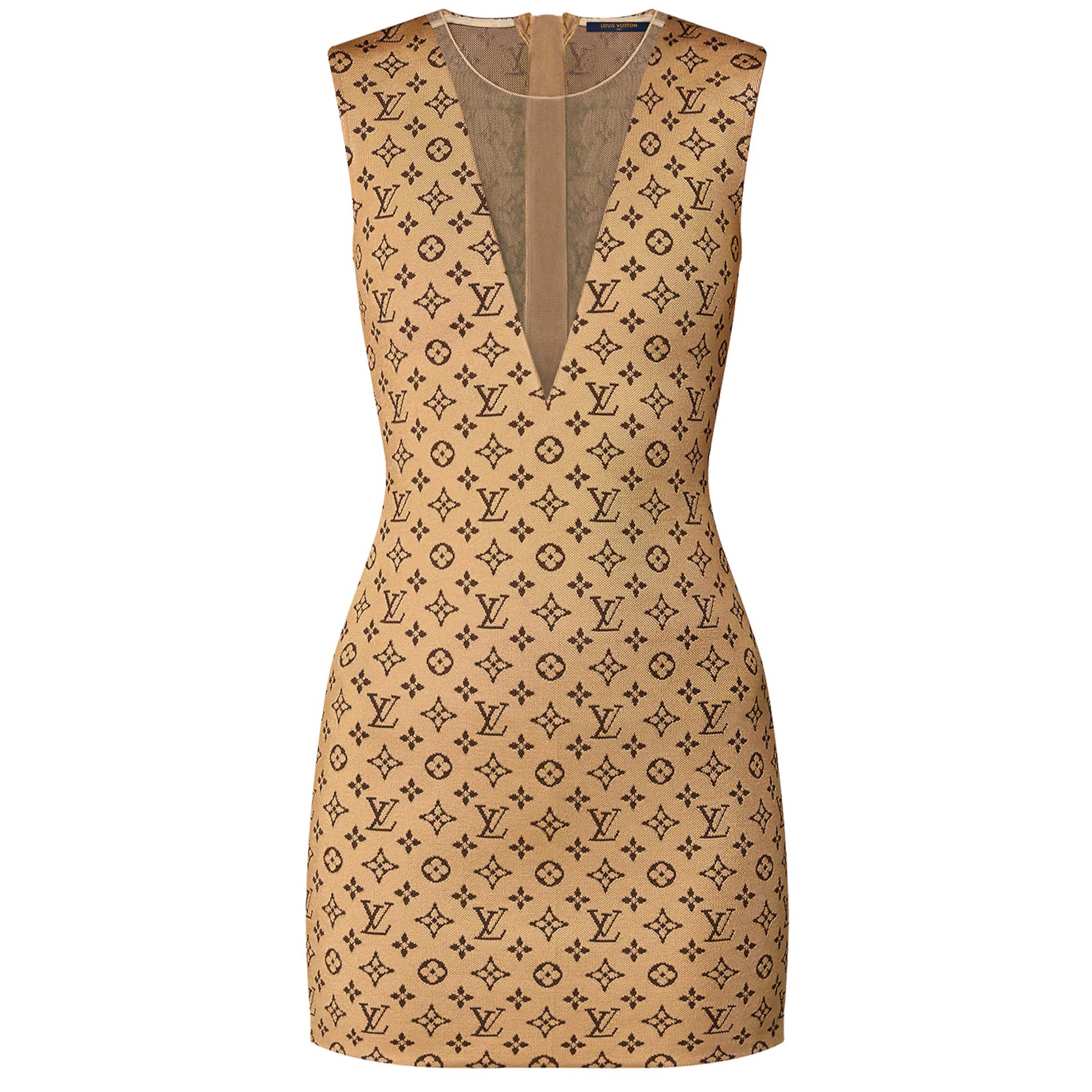 ĐẦM LV LOUIS VUITTON TULLE INSERT MONOGRAM JACQUARD DRESS 1AFDG1 1