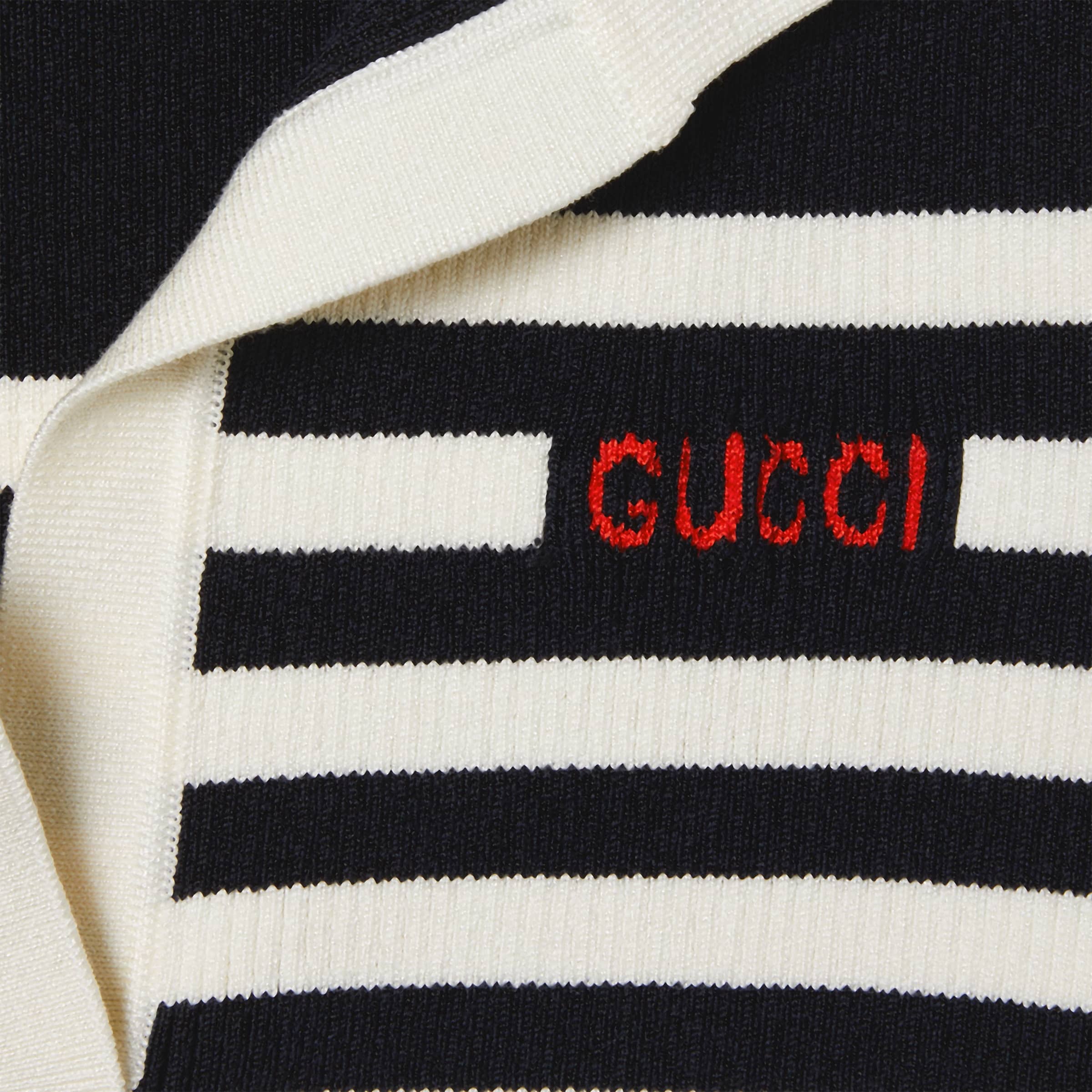 ÁO THUN NỮ GUCCI LOGO STRIPED COTTON-BLEND POLO SHIRT 10