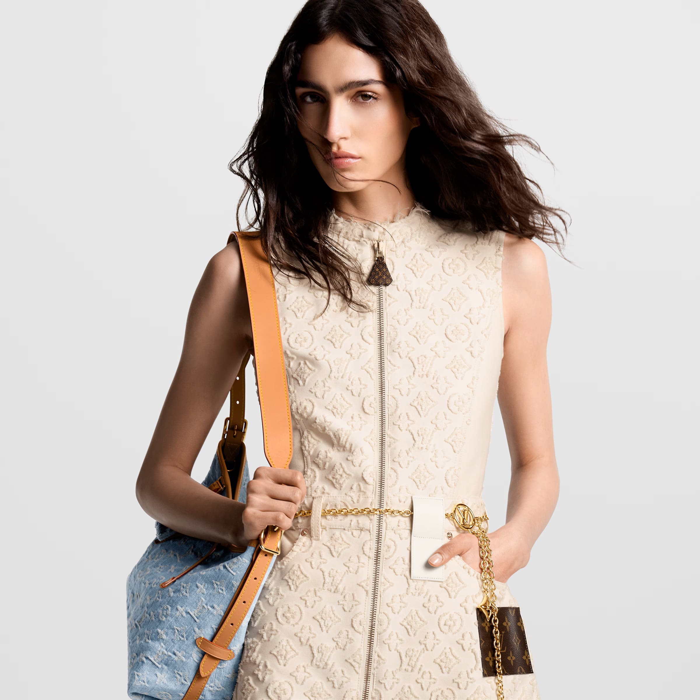 ĐẦM LV LOUIS VUITTON MONOGRAM FIL COUPÉ ZIP-UP DRESS 1AFSQX 5