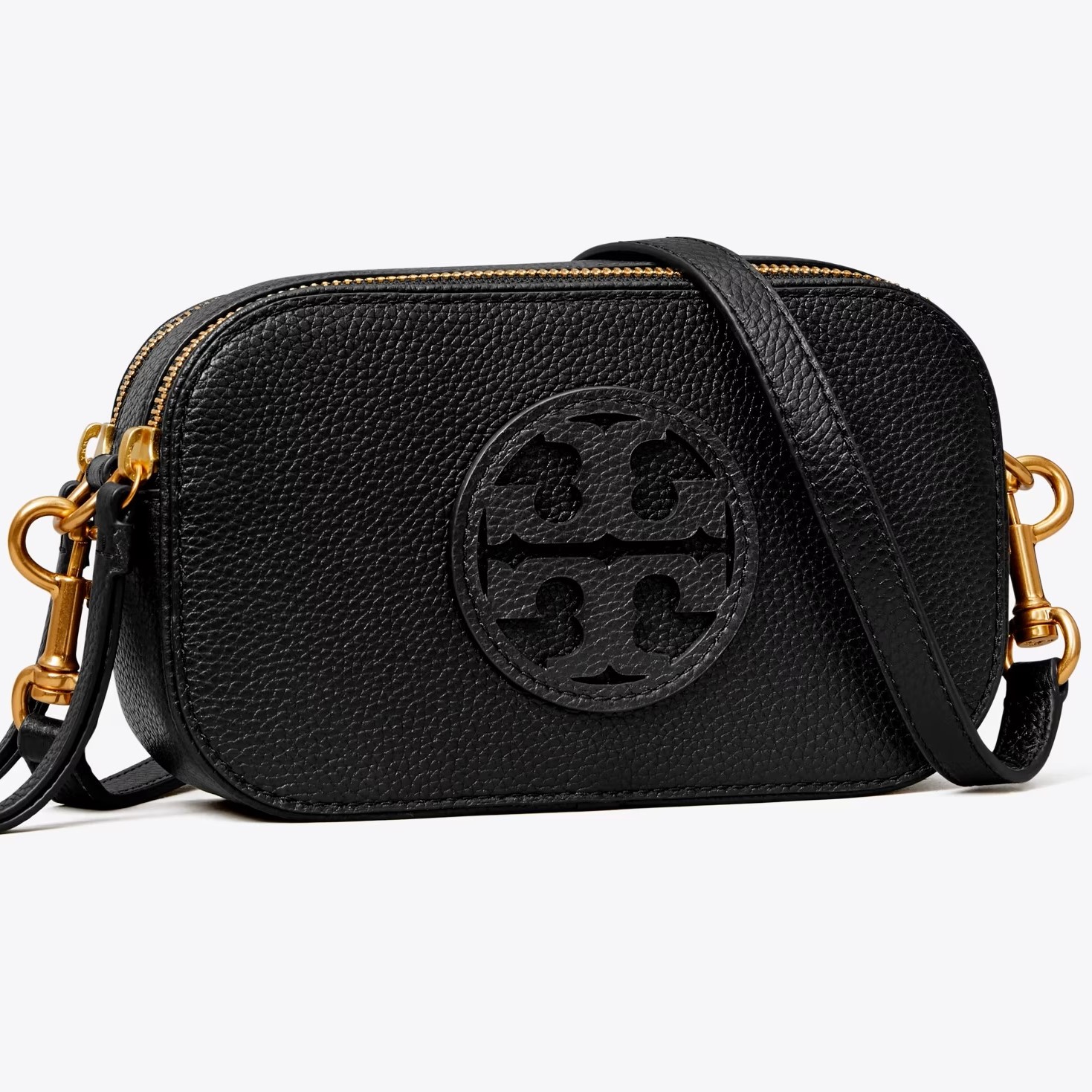 TÚI XÁCH NỮ TORY BURCH BLACK MINI MILLER PEBBLED LEATHER CROSSBODY BAG MÀU ĐEN 1