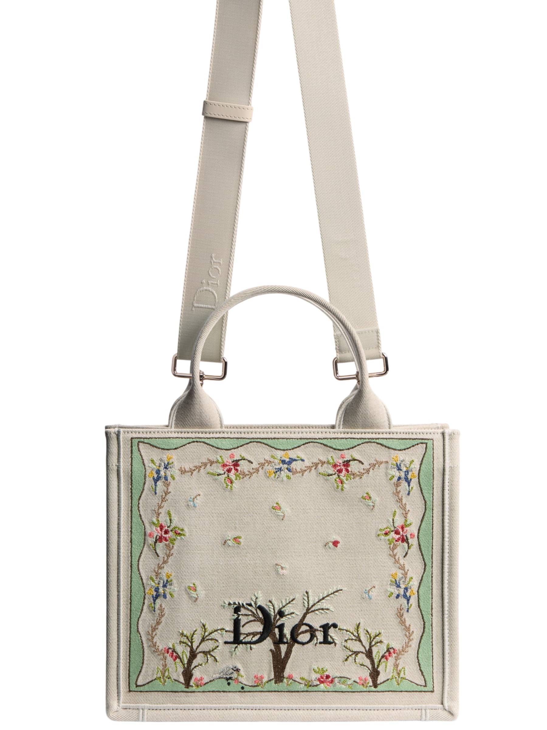 Túi Dior Dioramour Small Dior Book Tote with Strap White Multicolor Revolution Flowers Embroidery 2