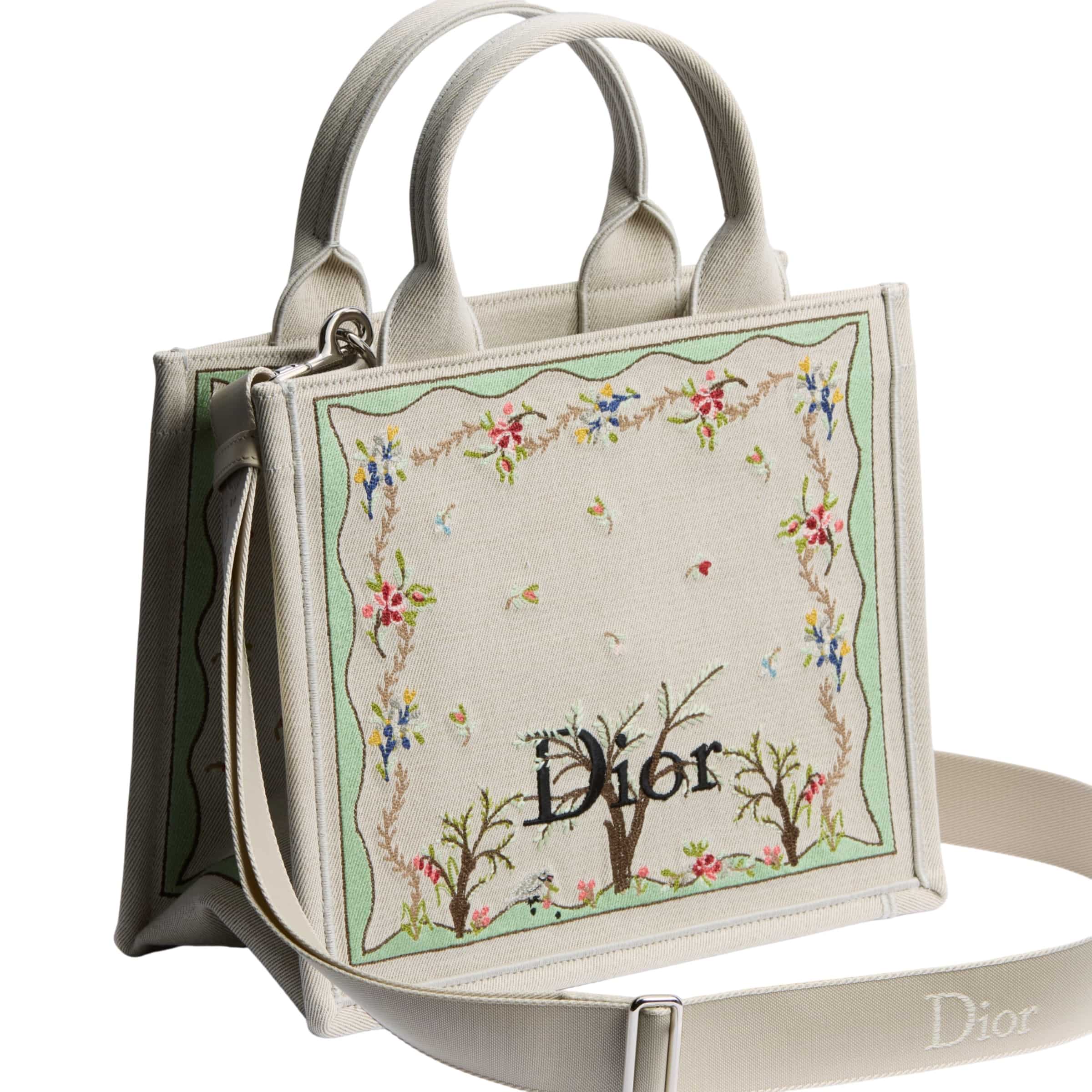Túi Dior Dioramour Small Dior Book Tote with Strap White Multicolor Revolution Flowers Embroidery 6
