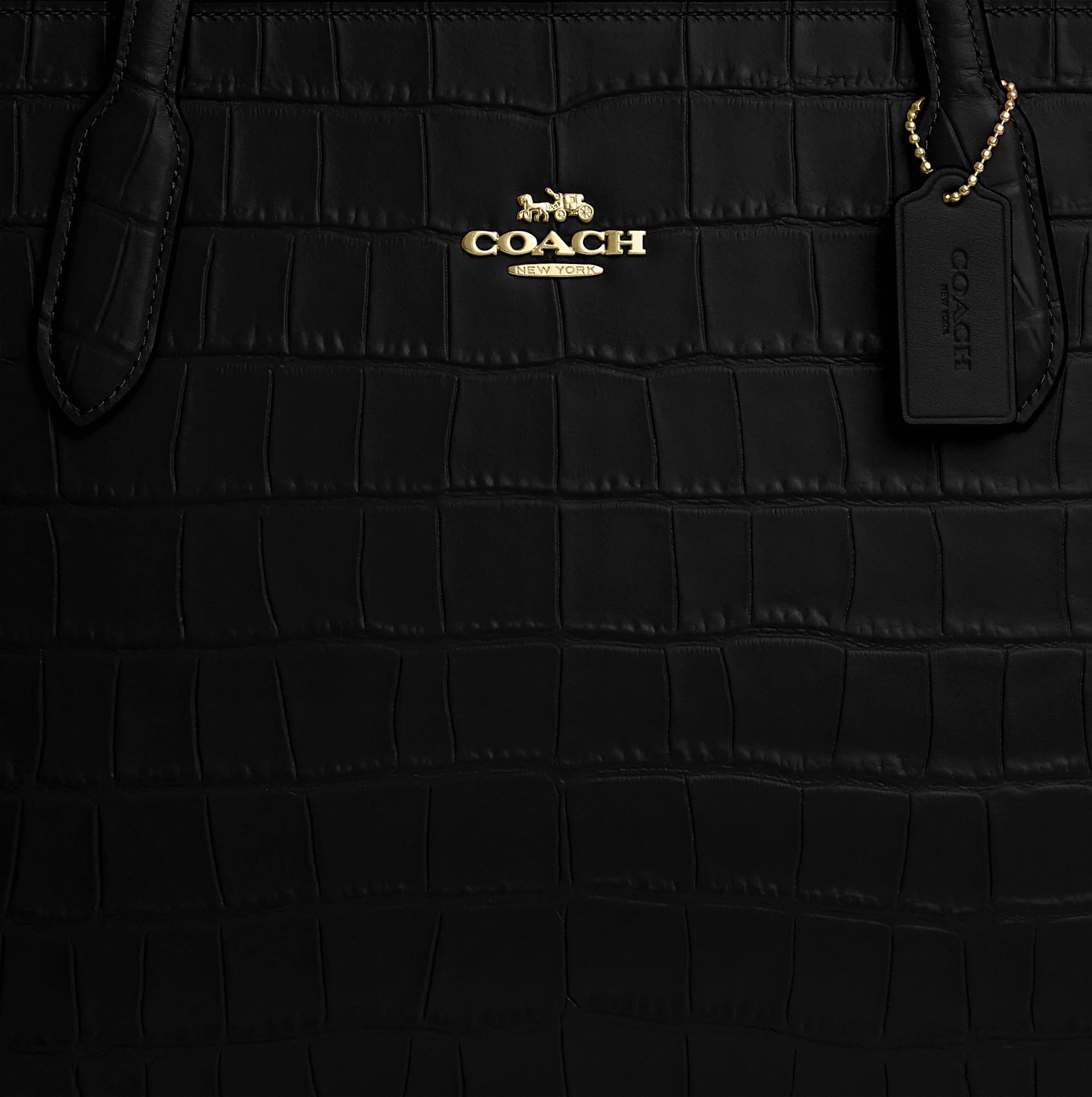 TÚI COACH NỮ NINA TOTE CROCODILE-EMBOSSED LEATHER AND SMOOTH LEATHER BAG IN GOLD BLACK CL654 3