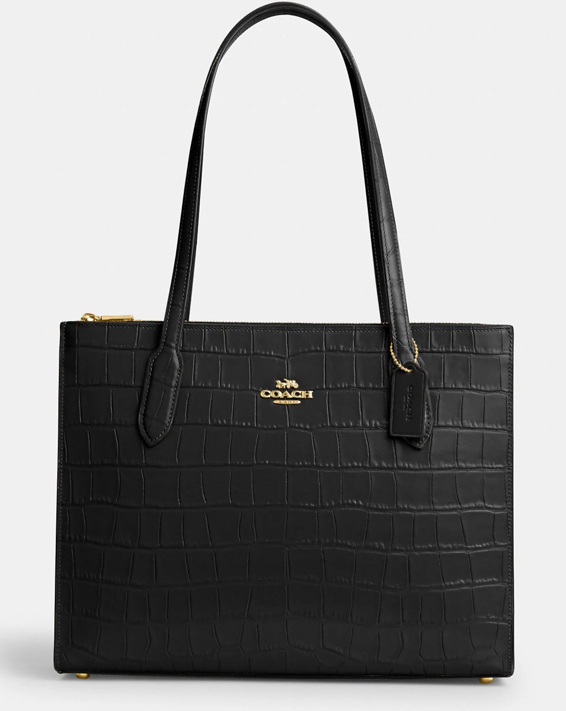 TÚI COACH NỮ NINA TOTE CROCODILE-EMBOSSED LEATHER AND SMOOTH LEATHER BAG IN GOLD BLACK CL654 9